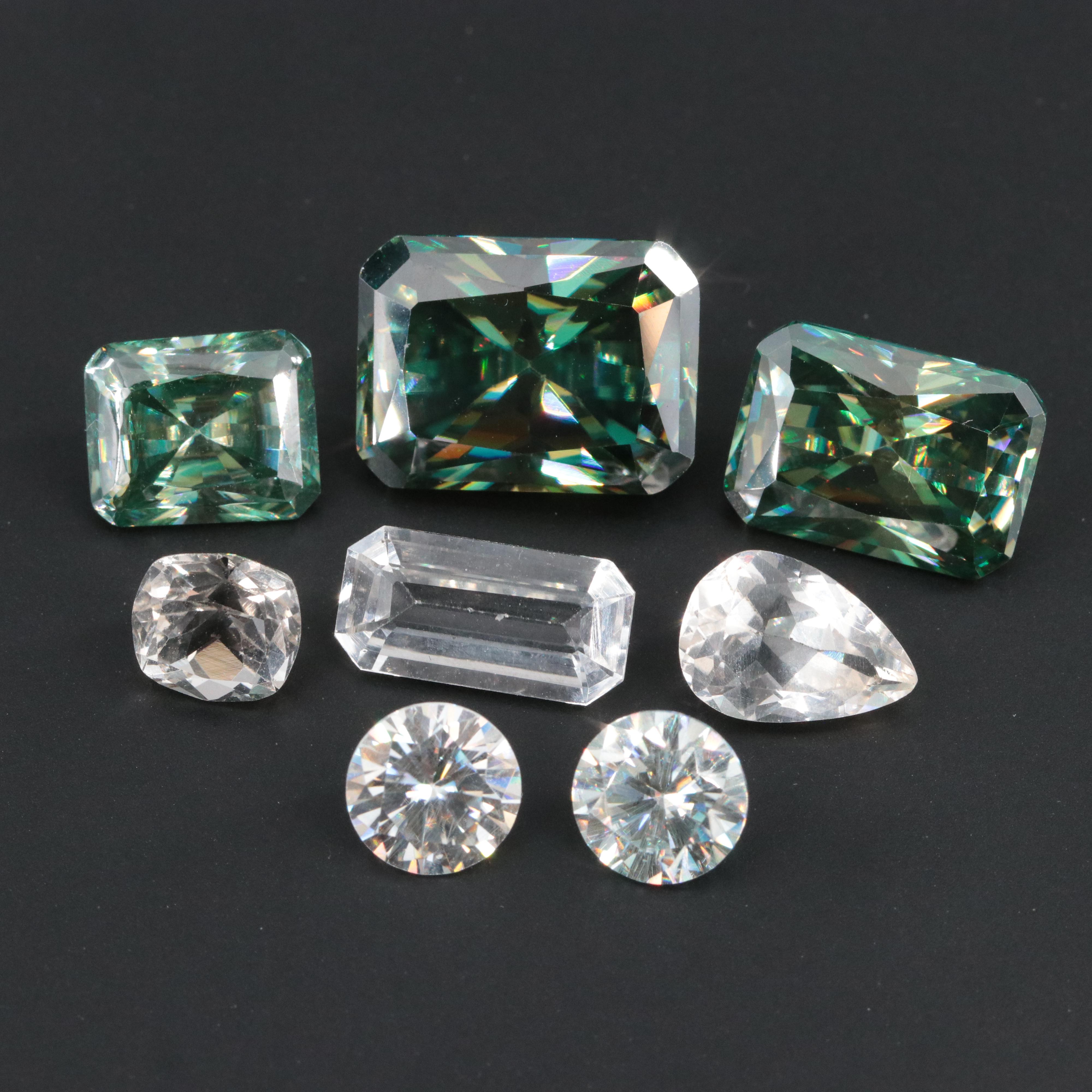 Loose 35.32 CTW Moissanite and White Sapphire Gemstone Lot