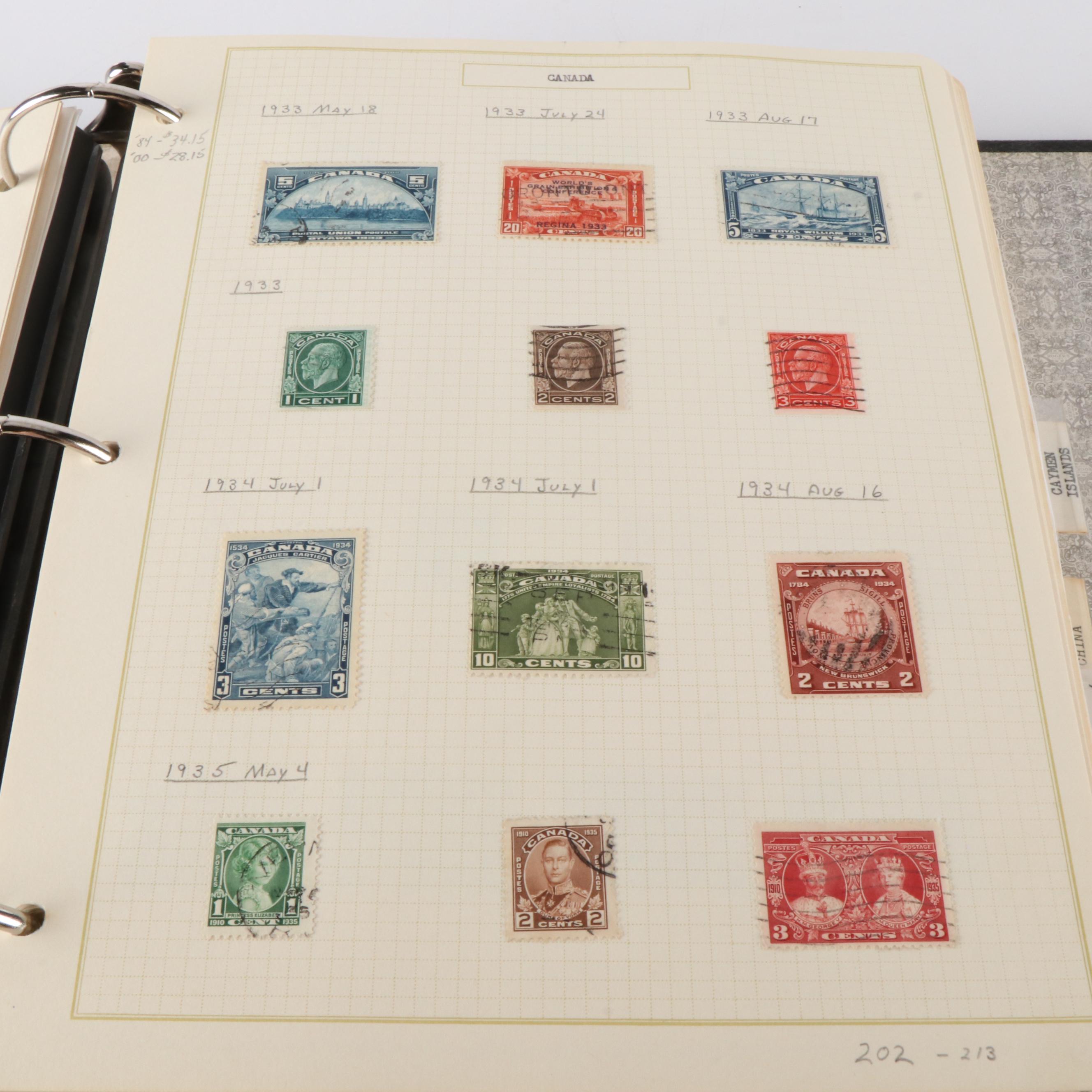 Four Albums of World Postage Stamps and Special Sets, Including Early Issues