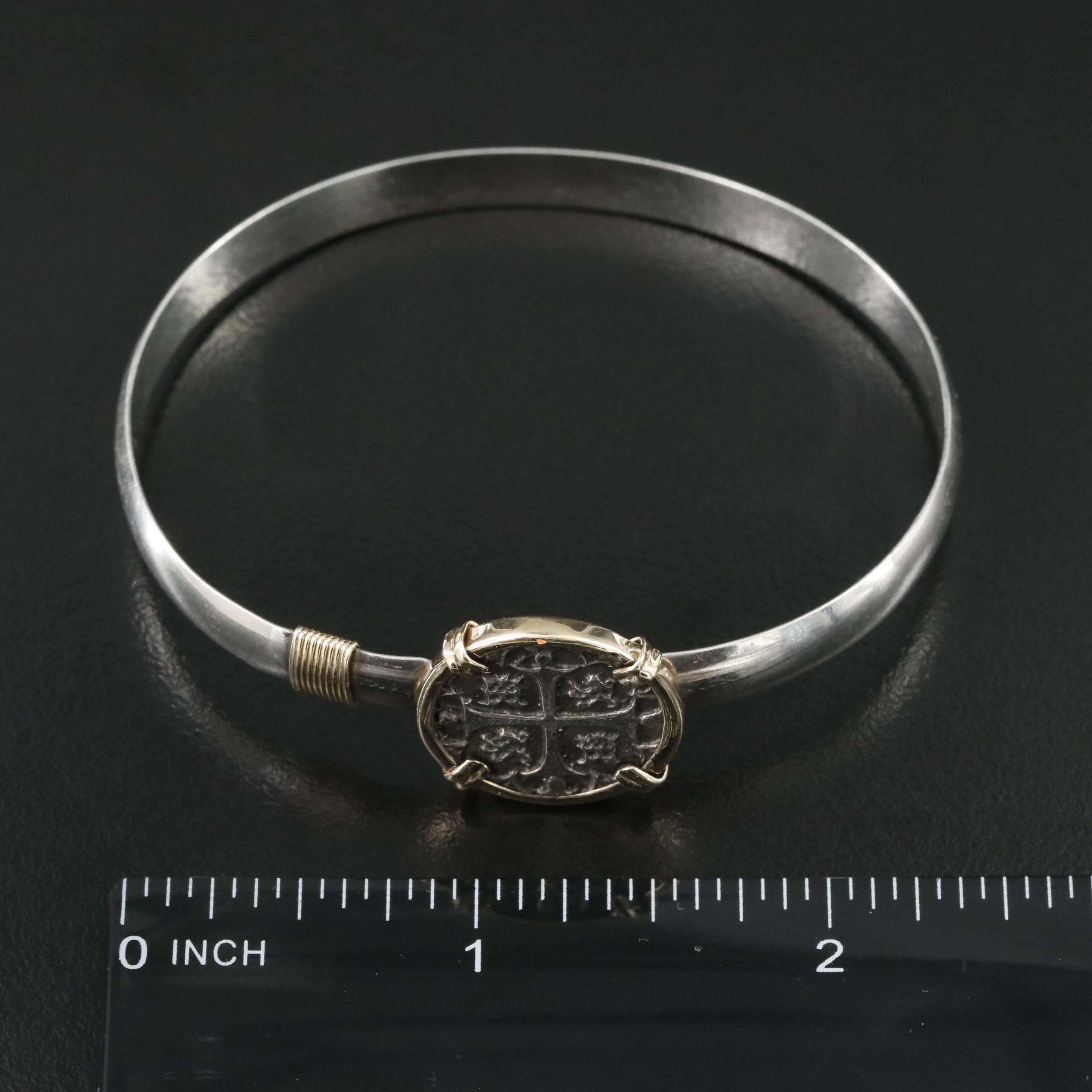 Sterling Bracelet and 10K Pendant with Reproduction Cob Coins