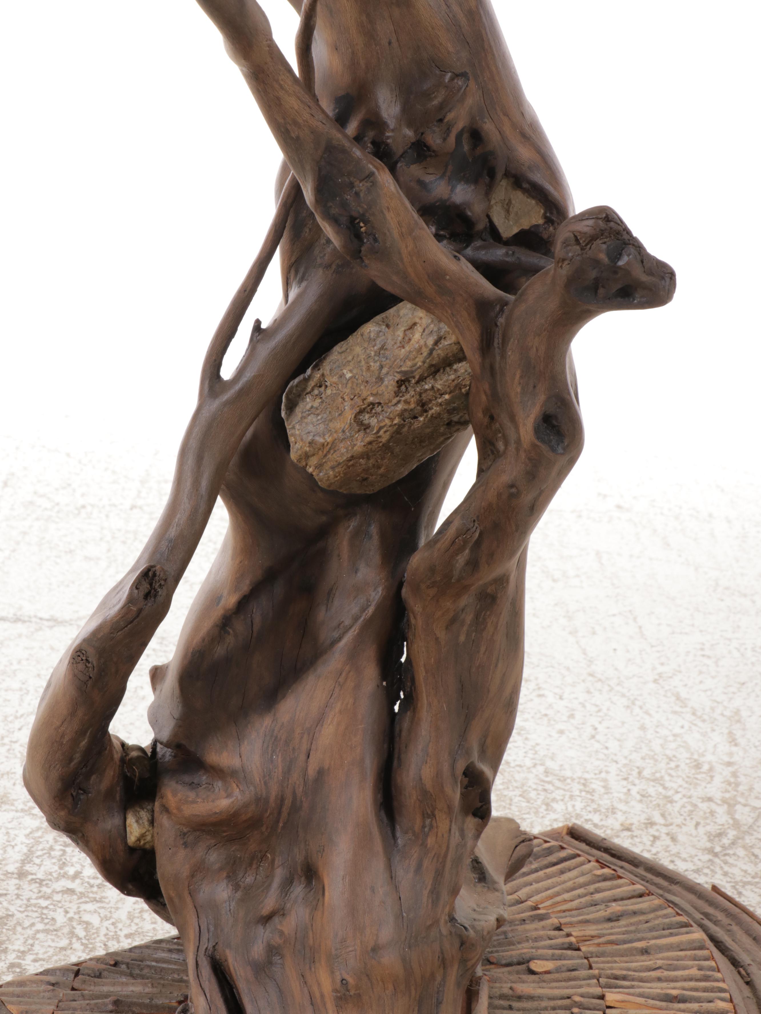 Robert Beaven Adirondack Style Burl Branch and Twig Inlay Side Table