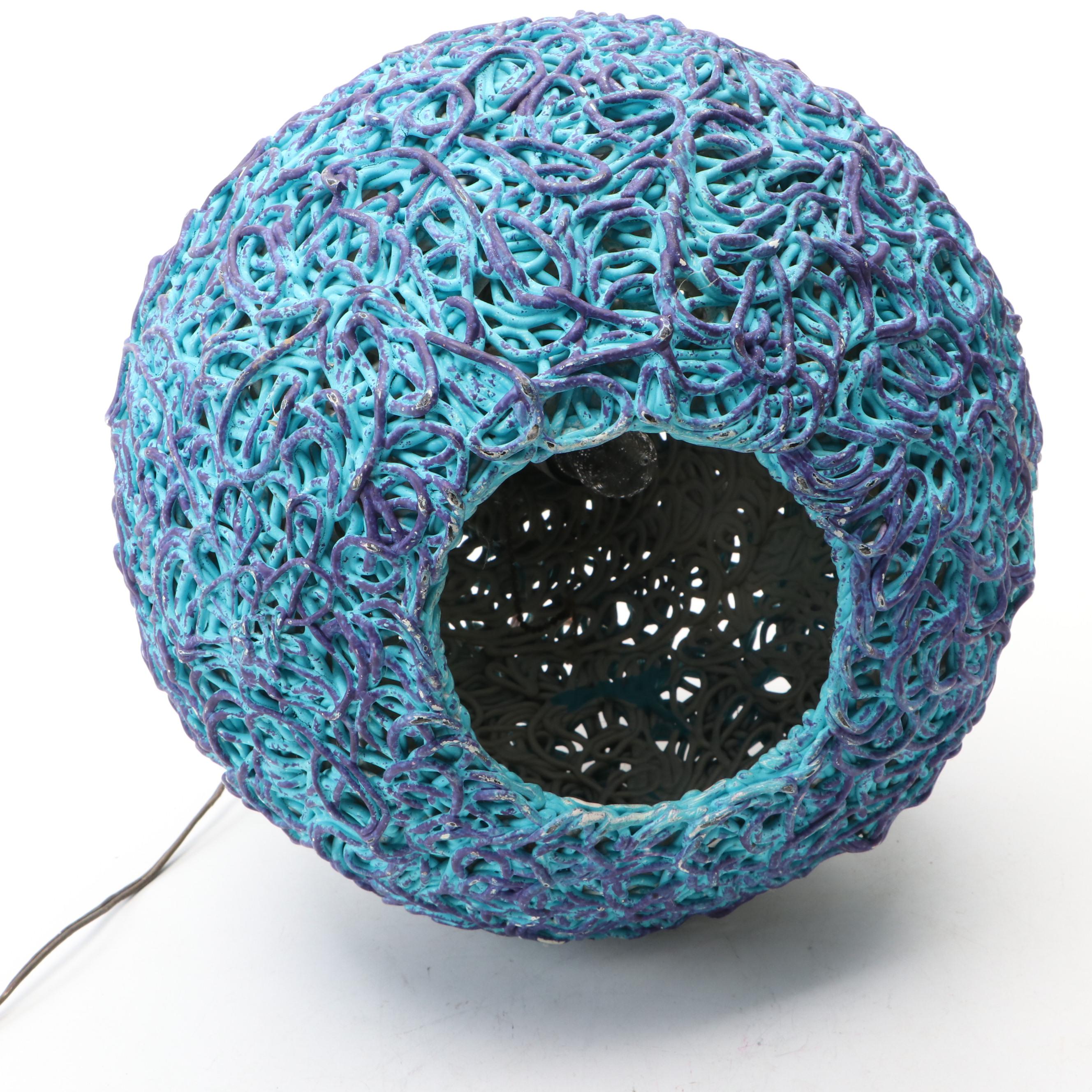 MCM Retro Blue Acrylic Spaghetti Pendant Swag Lamp, Mid-20th Century