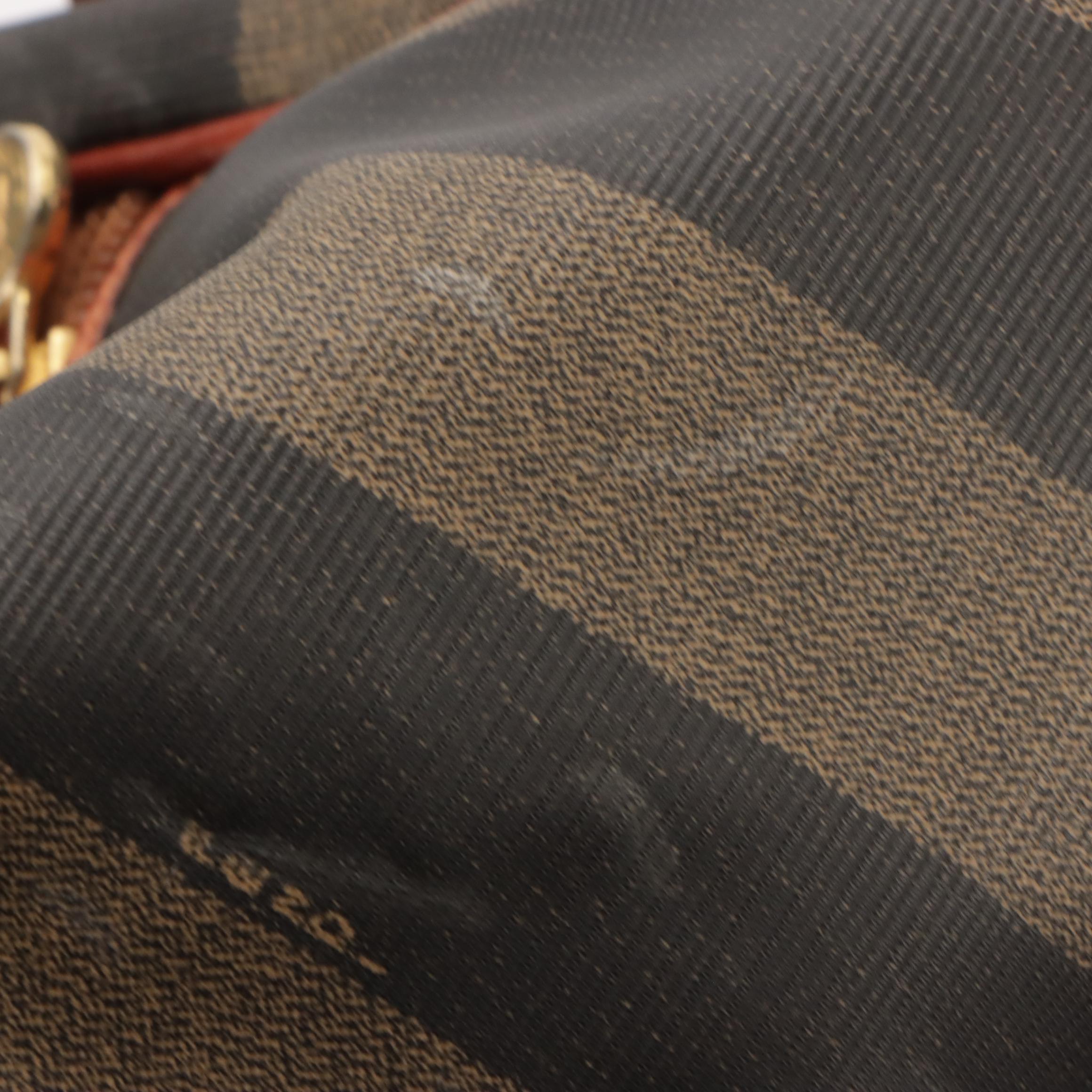 Fendi Pequin Striped Canvas and Brown Leather Trimmed Travel Bag