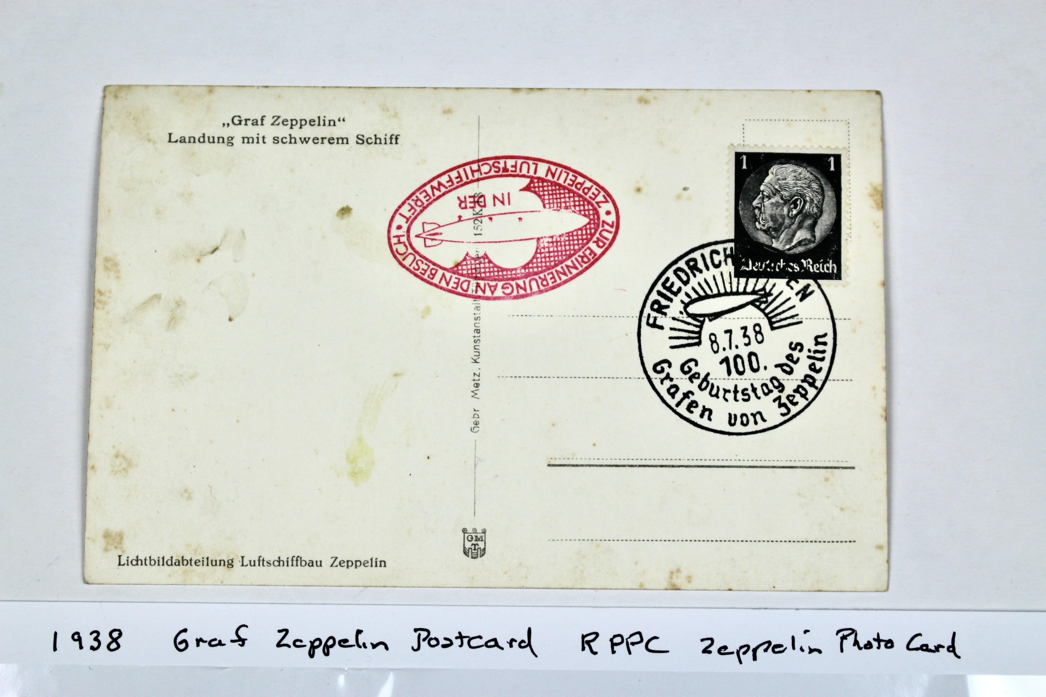 1938 Graf Zeppelin Real Photo Postcard