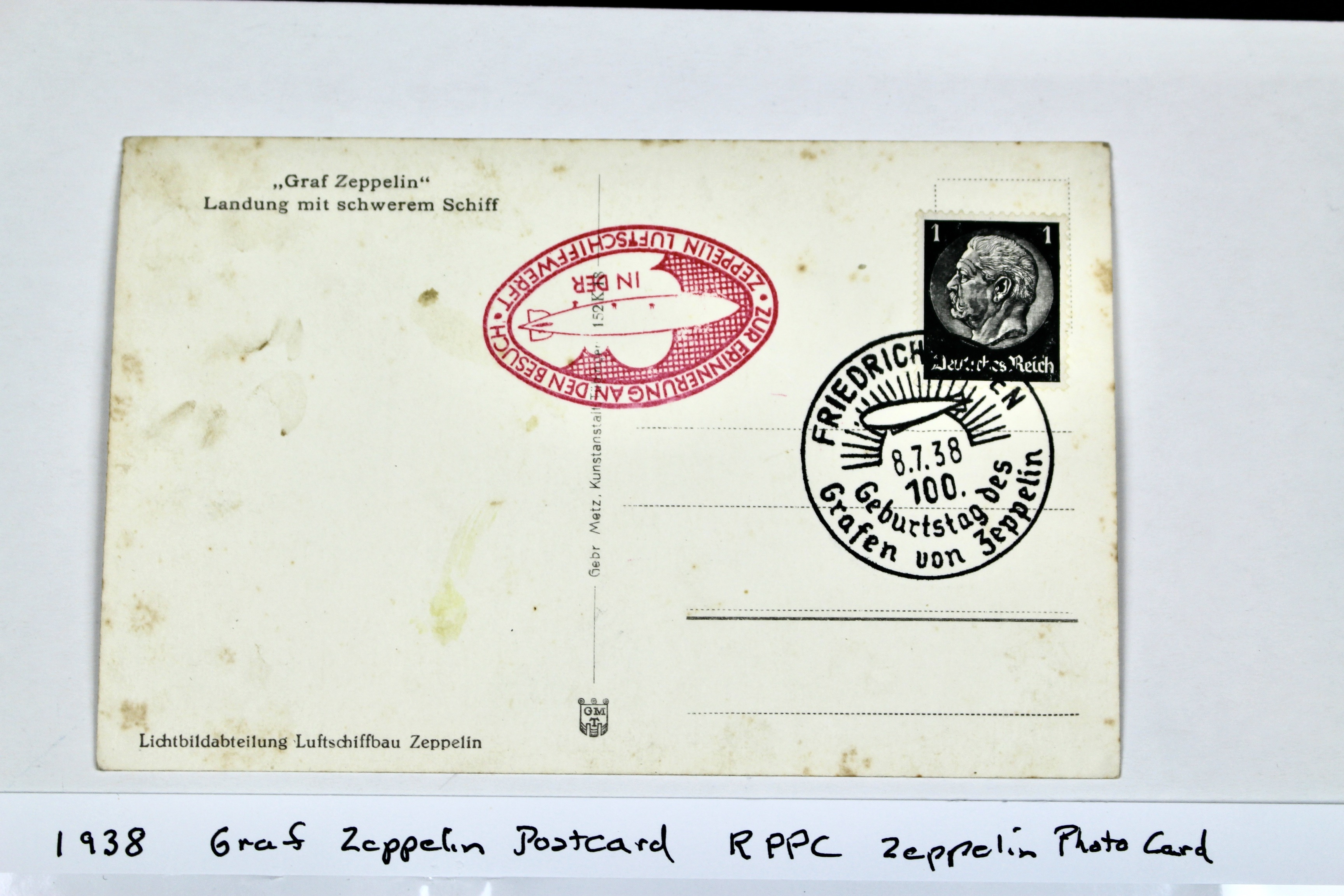1938 Graf Zeppelin Real Photo Postcard