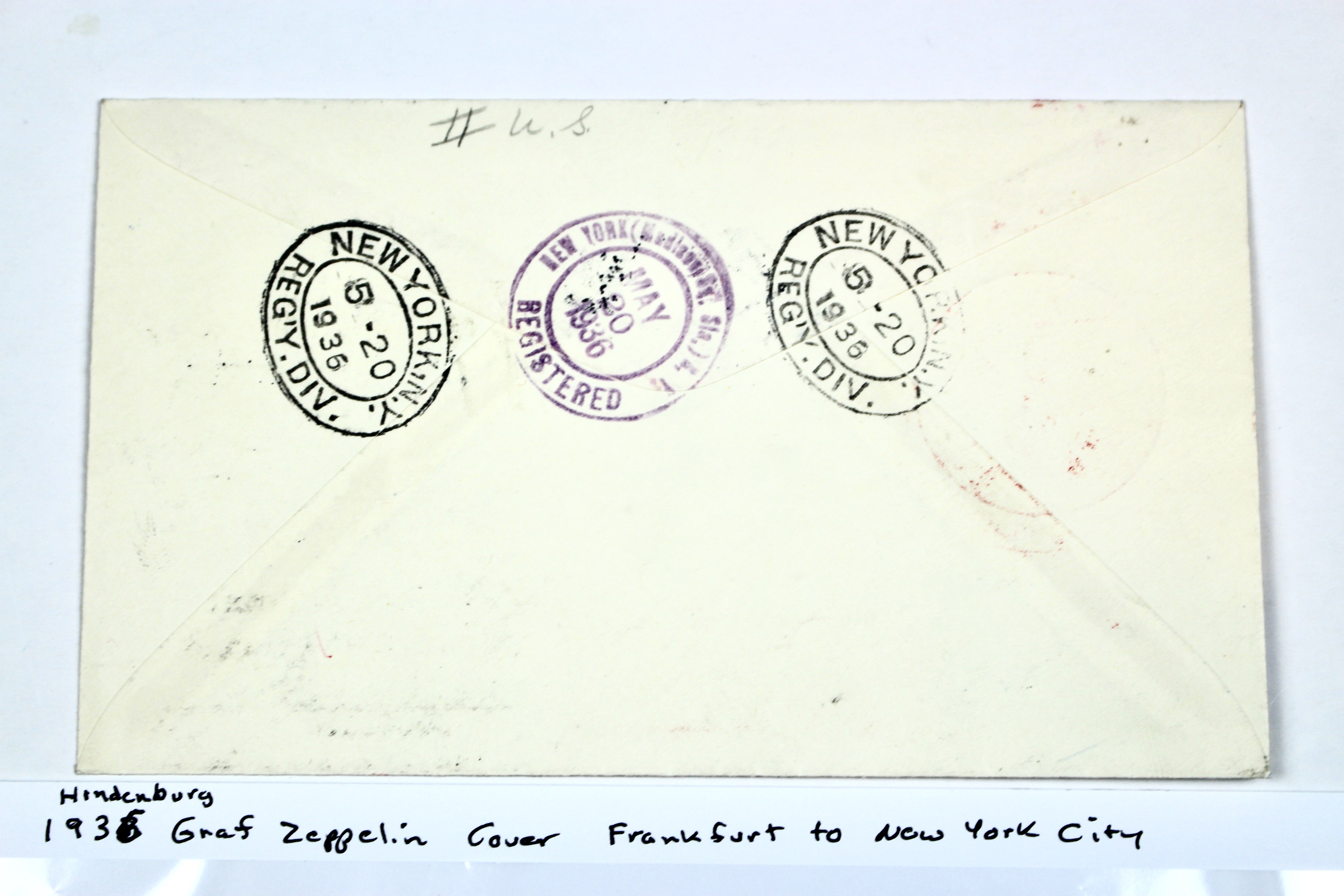1936 Hindenburg Graf Zeppelin Postal Cover, Frankfurt to NYC