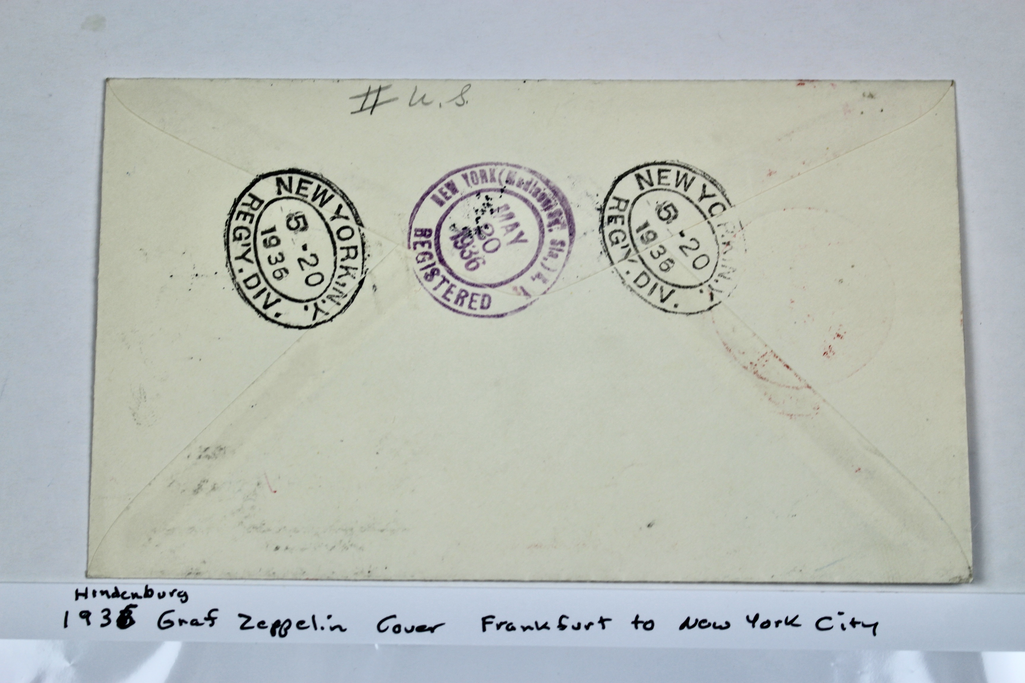 1936 Hindenburg Graf Zeppelin Postal Cover, Frankfurt to NYC