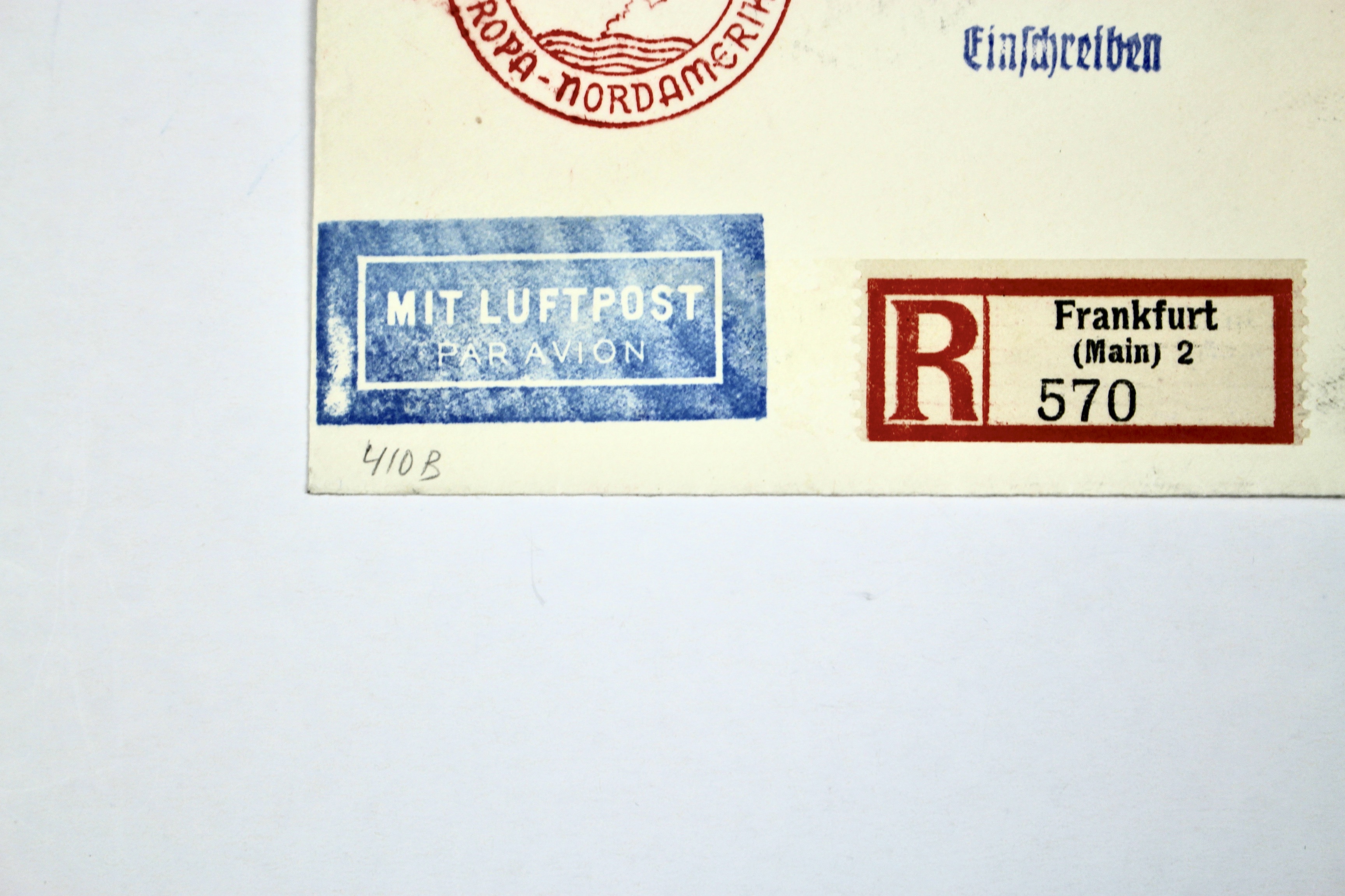 1936 Hindenburg Graf Zeppelin Postal Cover, Frankfurt to NYC