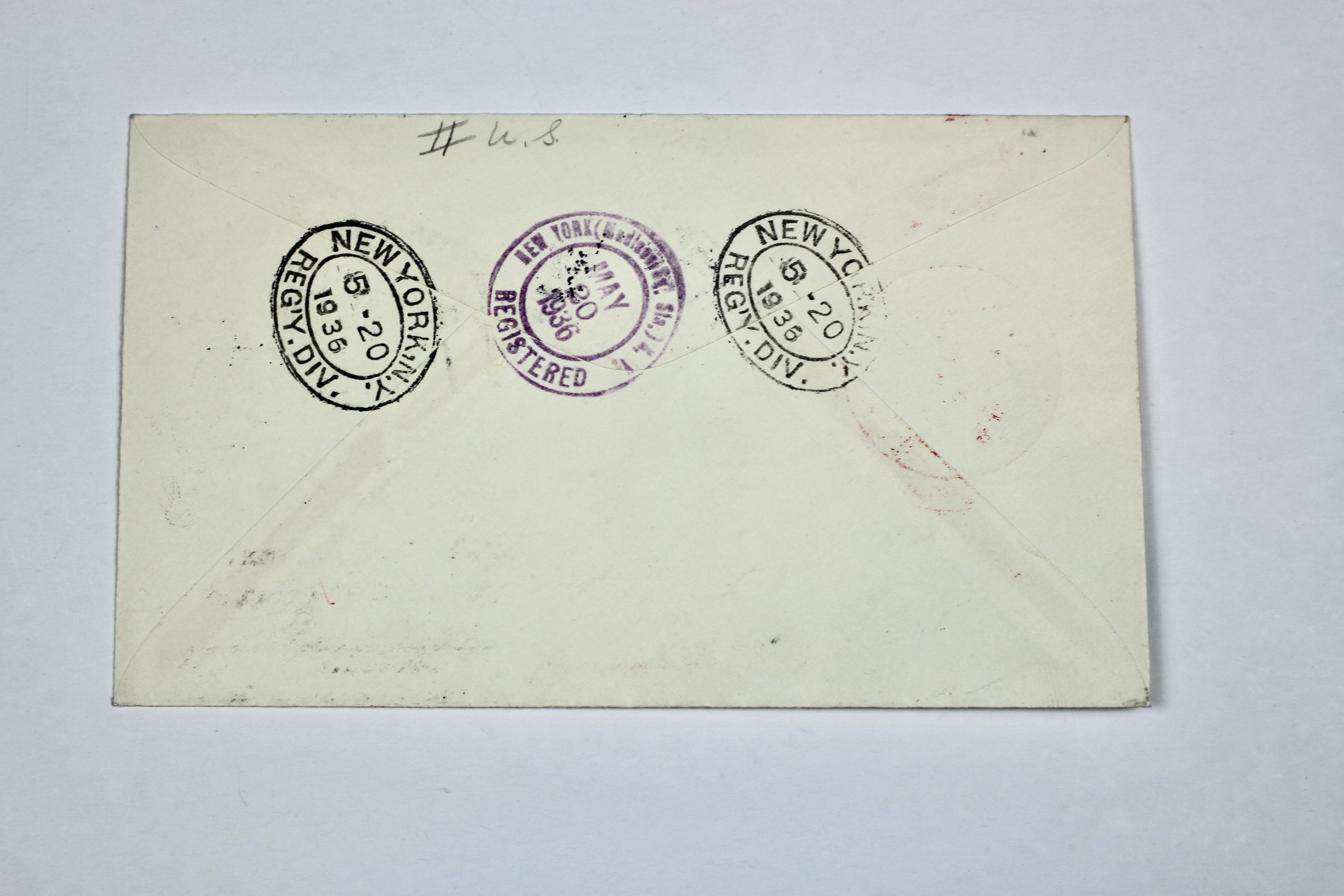 1936 Hindenburg Graf Zeppelin Postal Cover, Frankfurt to NYC
