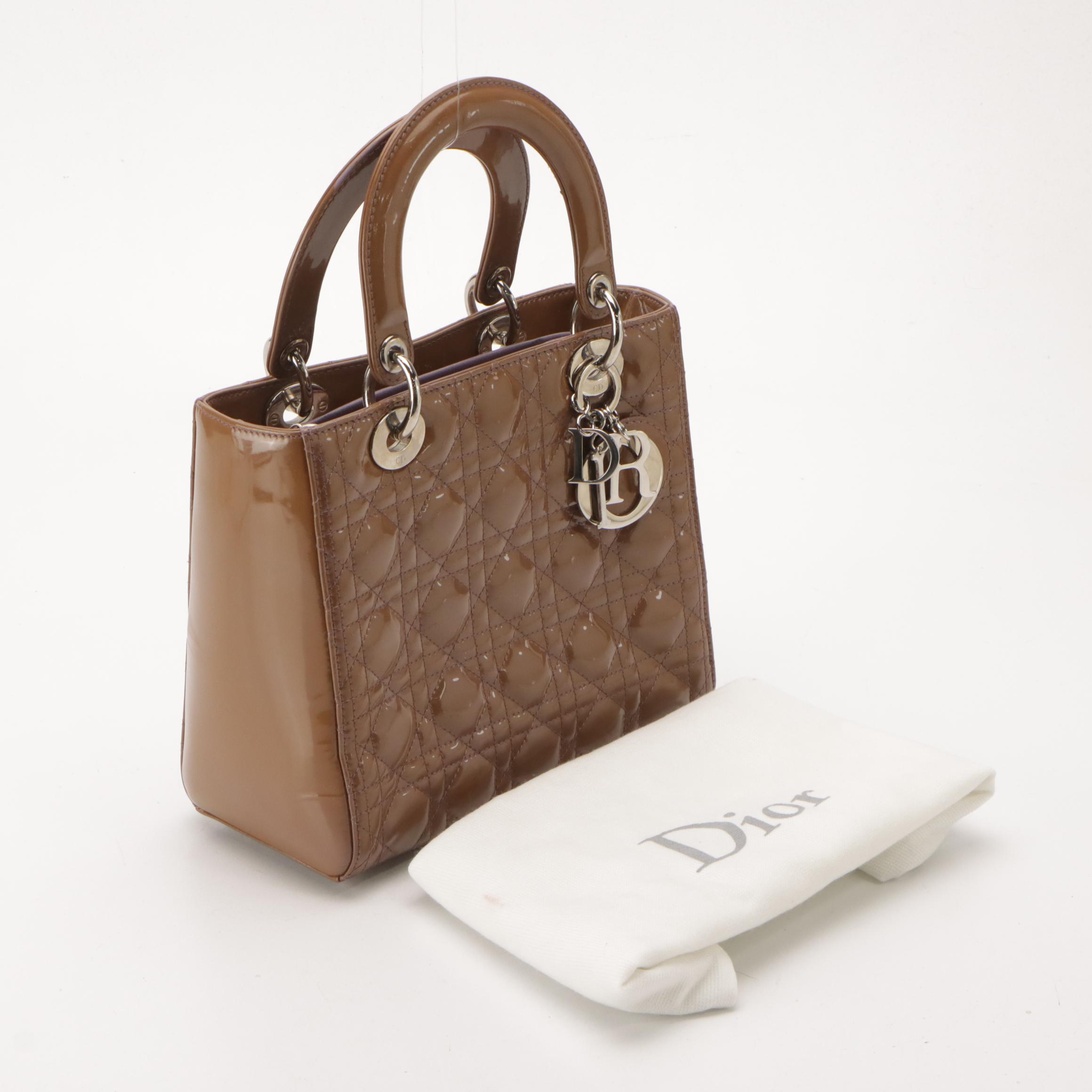 Christian Dior Lady Dior Two-Way Bag in Cannage Patent Leather
