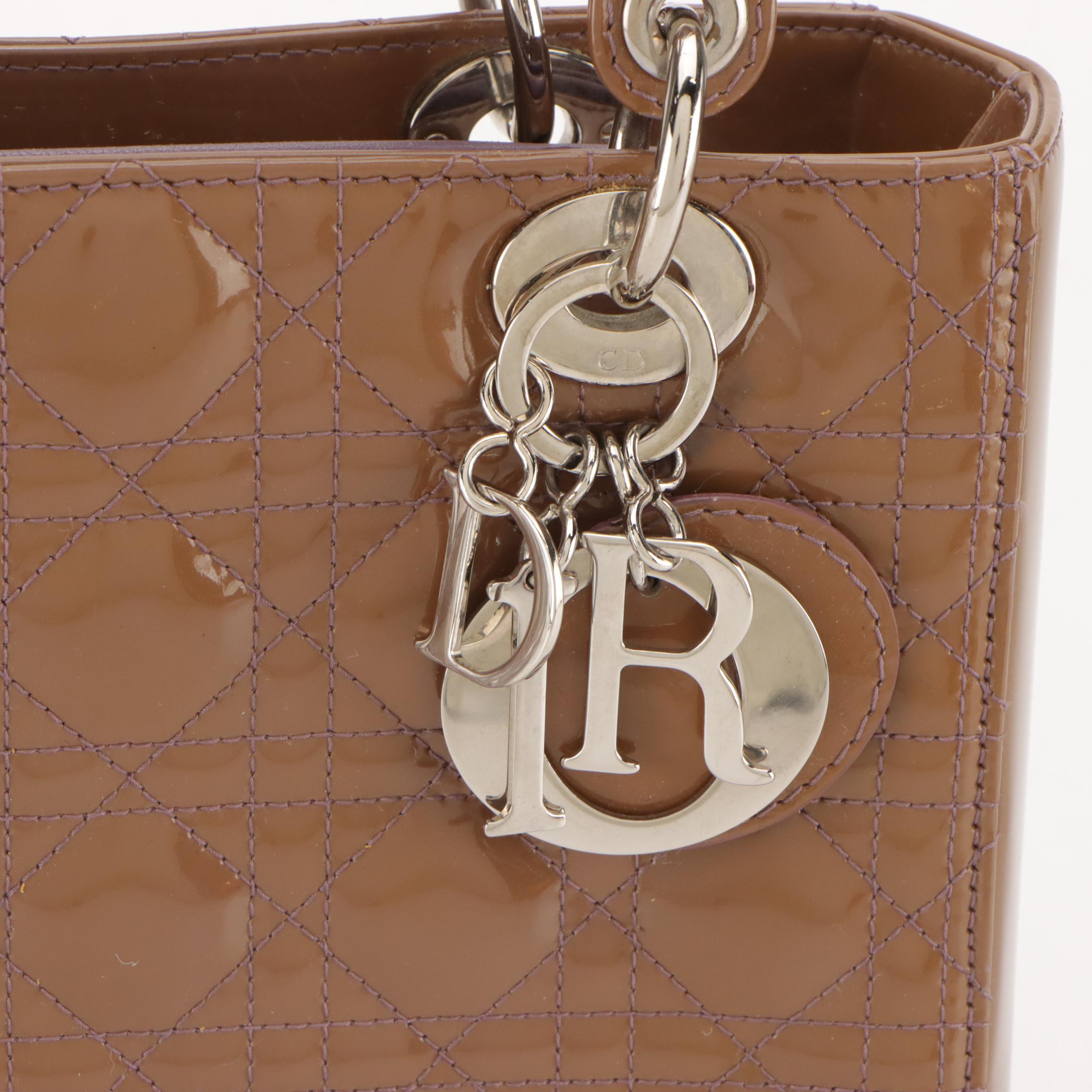 Christian Dior Lady Dior Two-Way Bag in Cannage Patent Leather