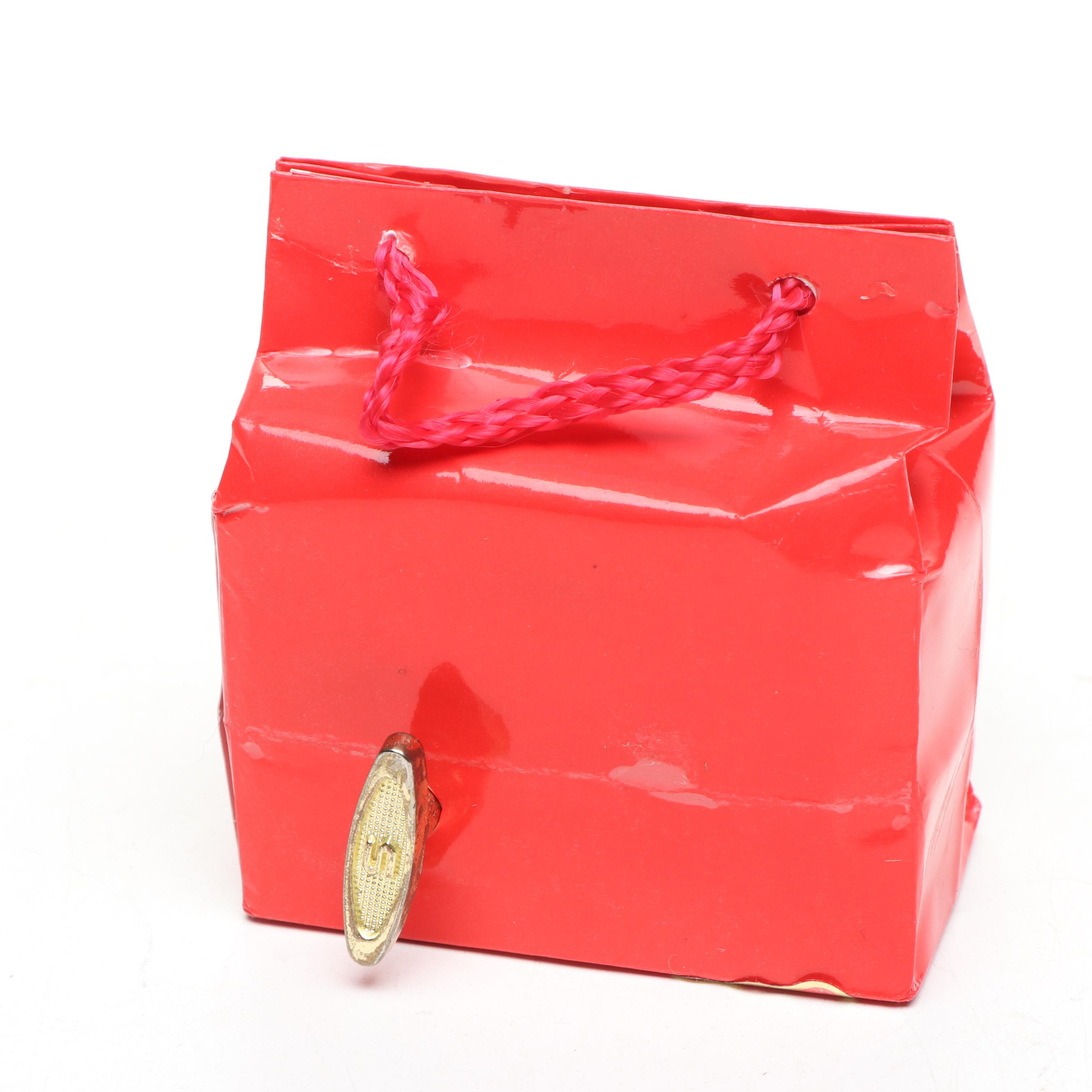 Wooden Santa with Other Figurines, Apron, Tapestry and Music Box