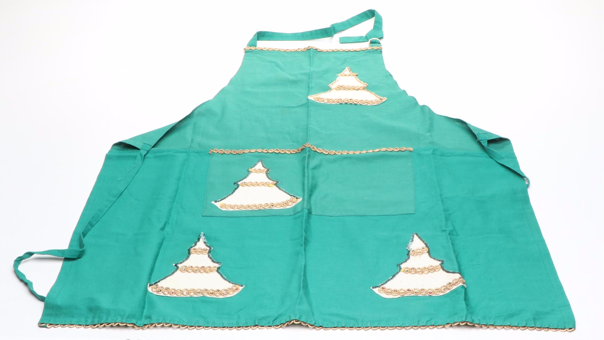 Wooden Santa with Other Figurines, Apron, Tapestry and Music Box