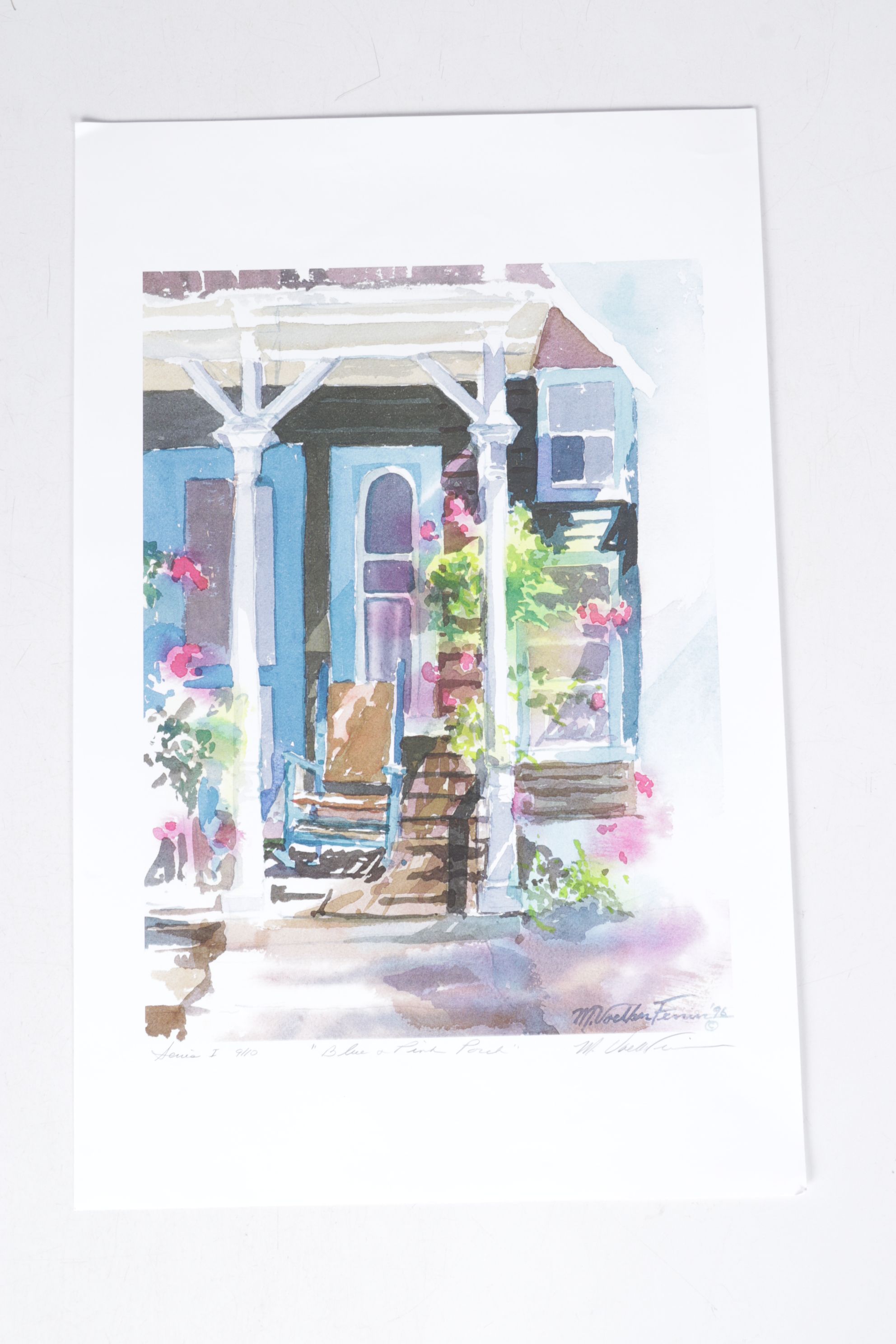 Set of Margaret Voelker-Ferrier Offset Lithographs of Home Facades & Gardens