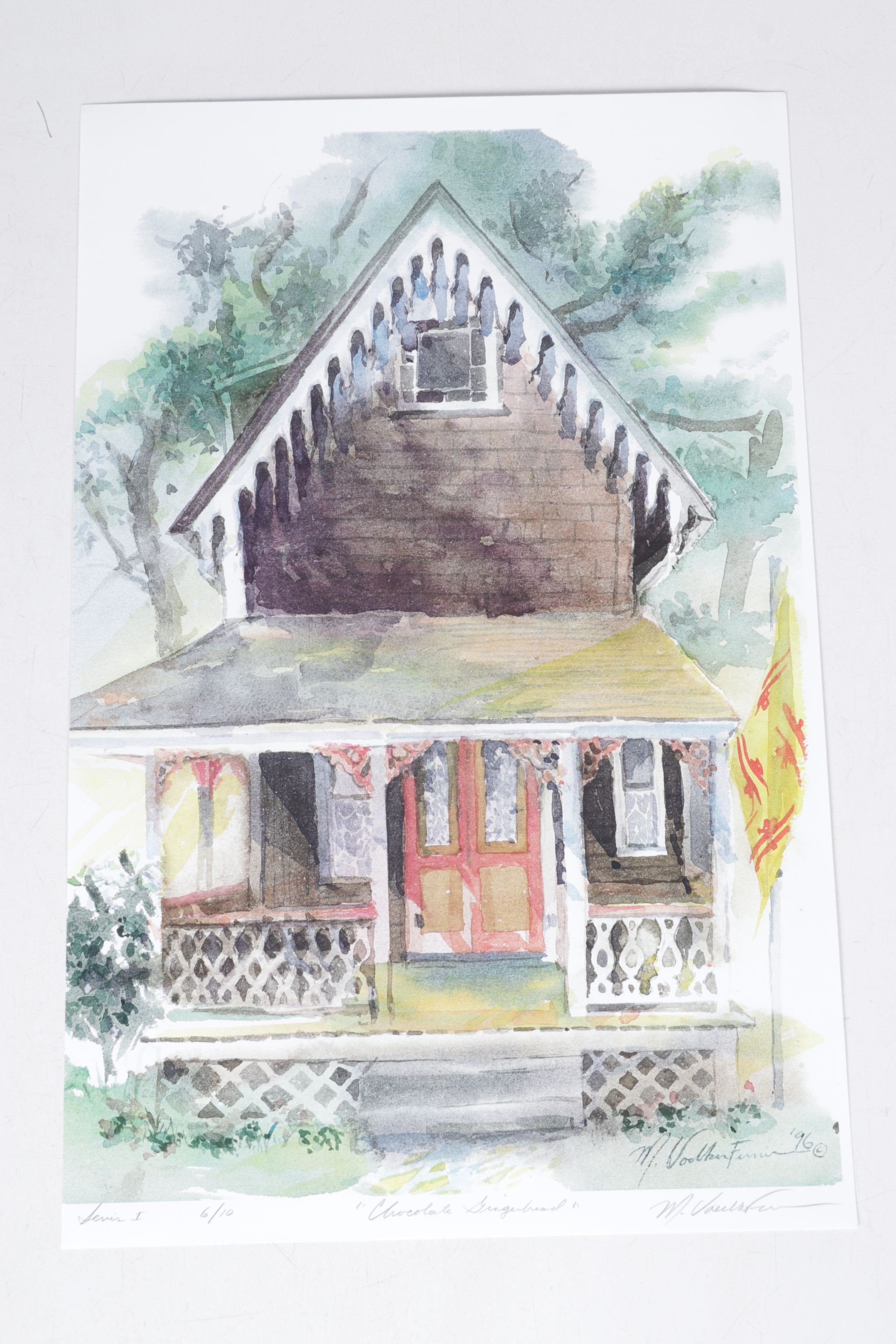 Set of Margaret Voelker-Ferrier Offset Lithographs of Home Facades & Gardens