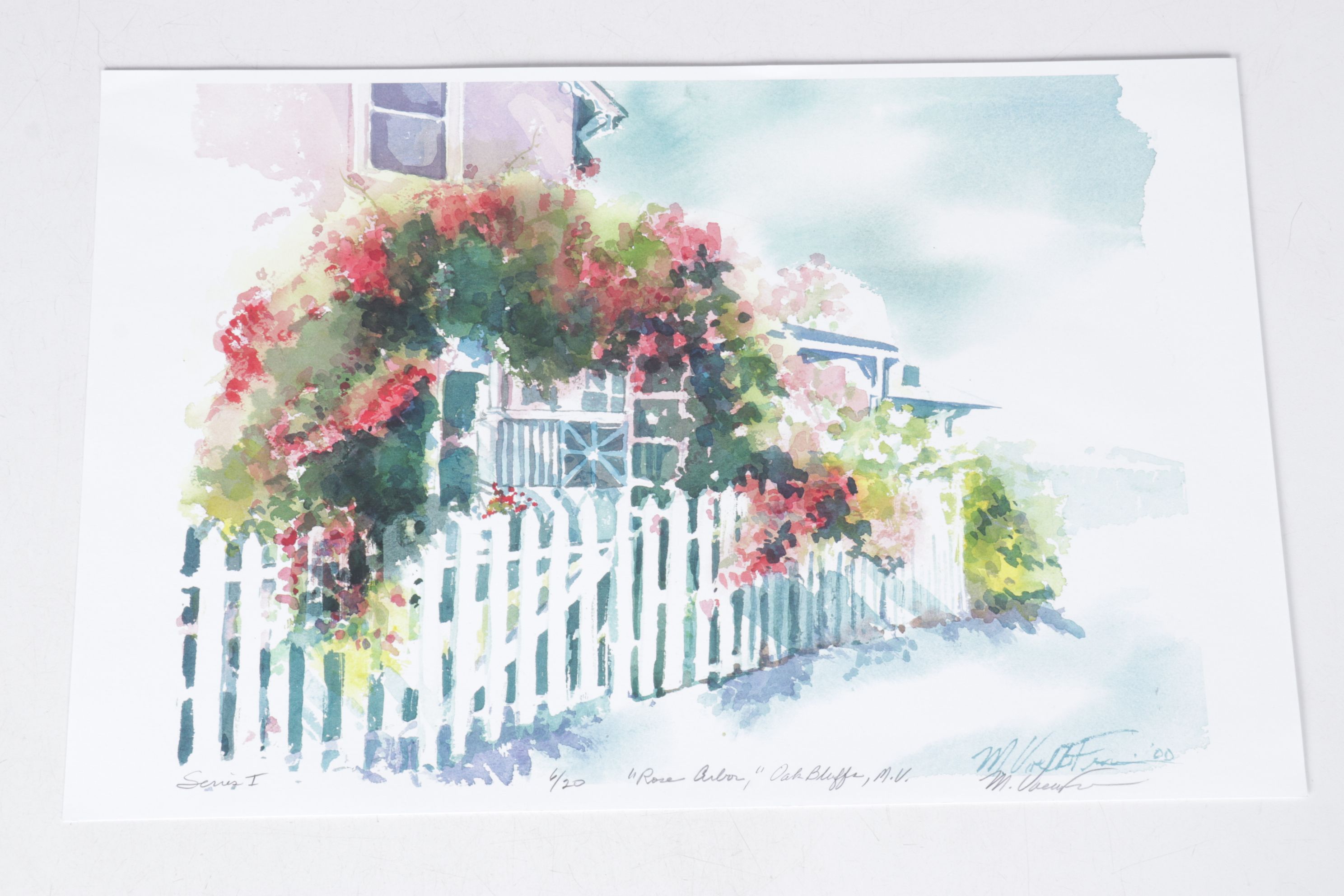 Set of Margaret Voelker-Ferrier Offset Lithographs of Home Facades & Gardens