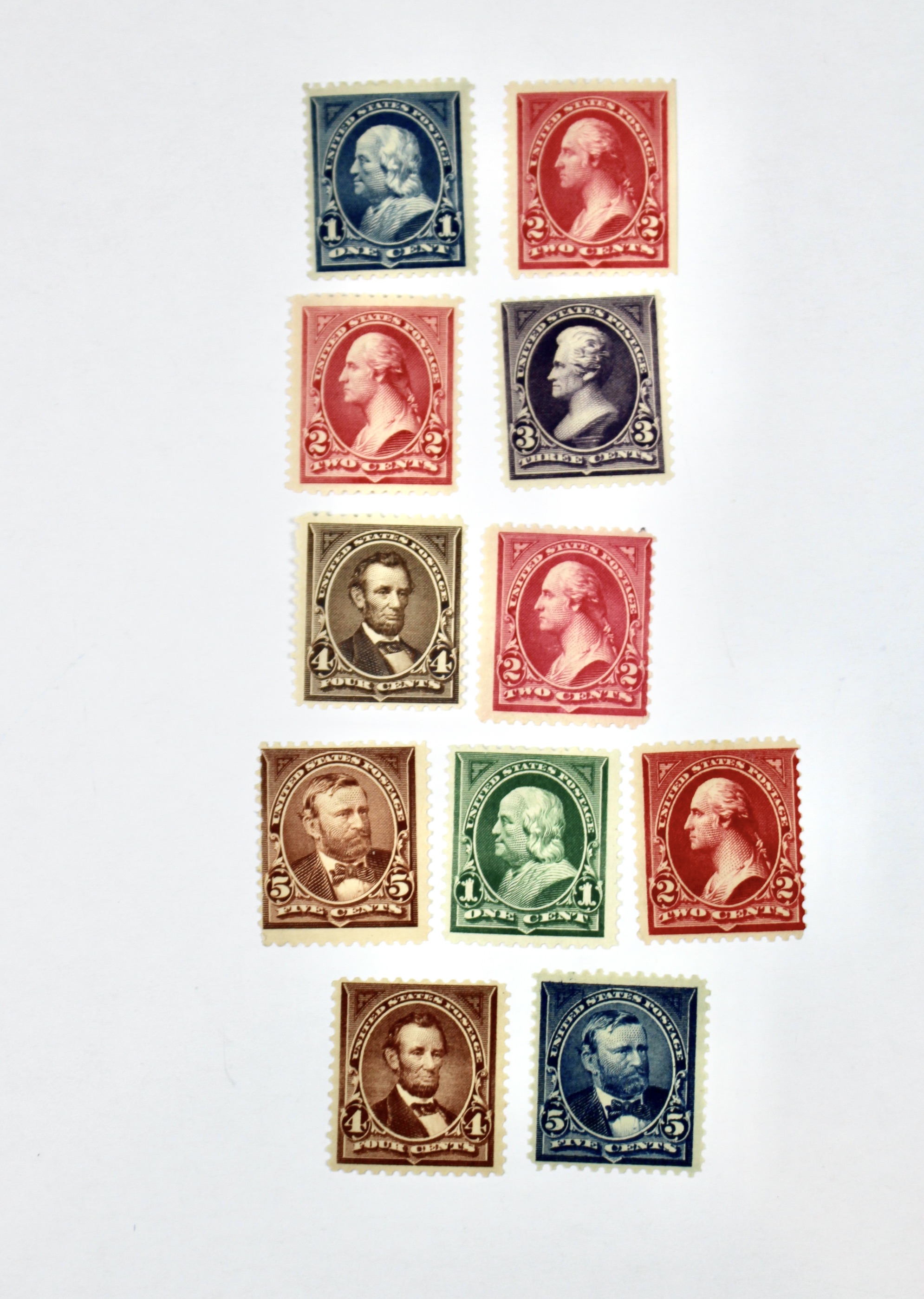 Eighteen Different Mint Condition U.S. Postage Stamps, Scott 264 to 339