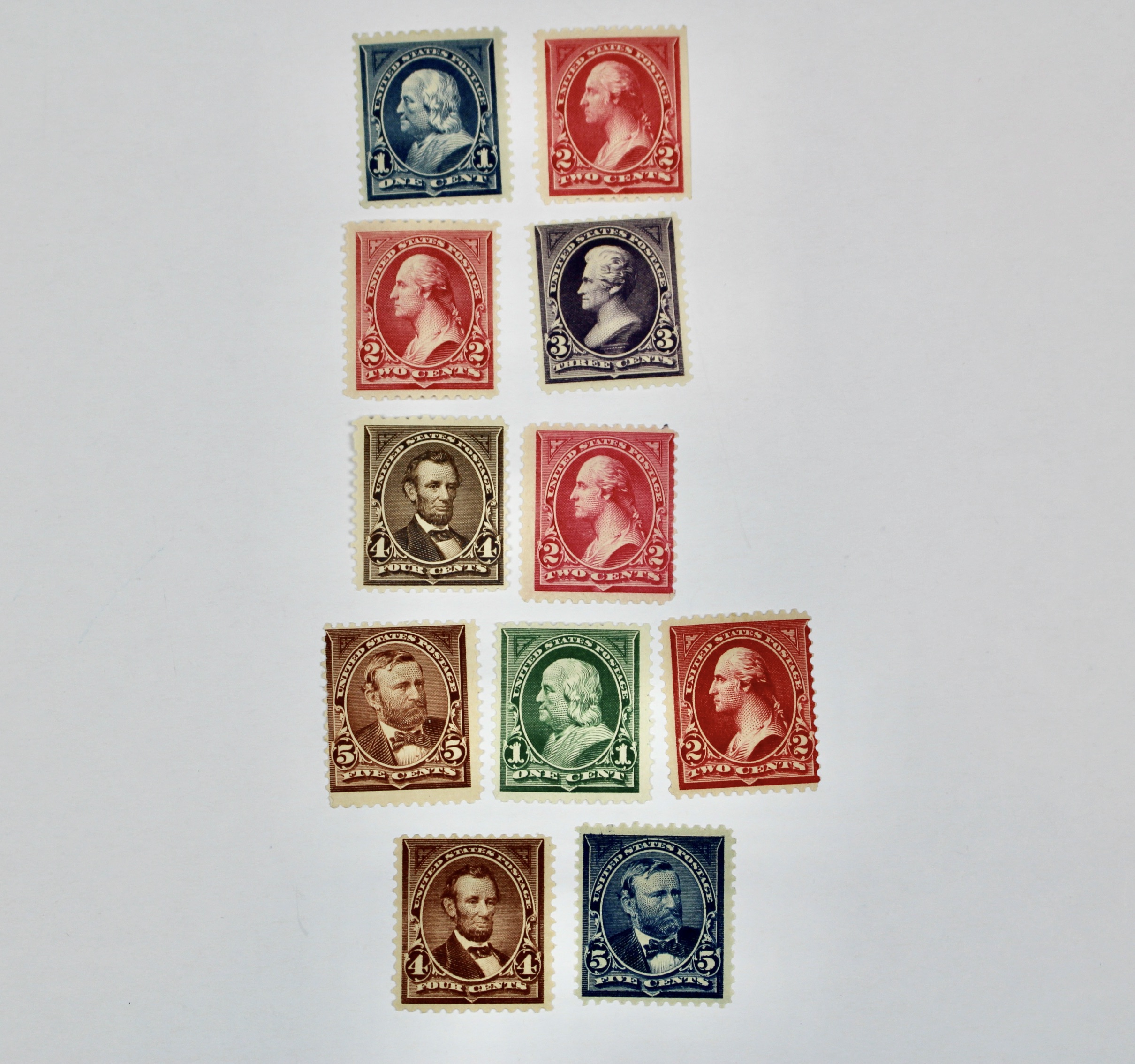 Eighteen Different Mint Condition U.S. Postage Stamps, Scott 264 to 339