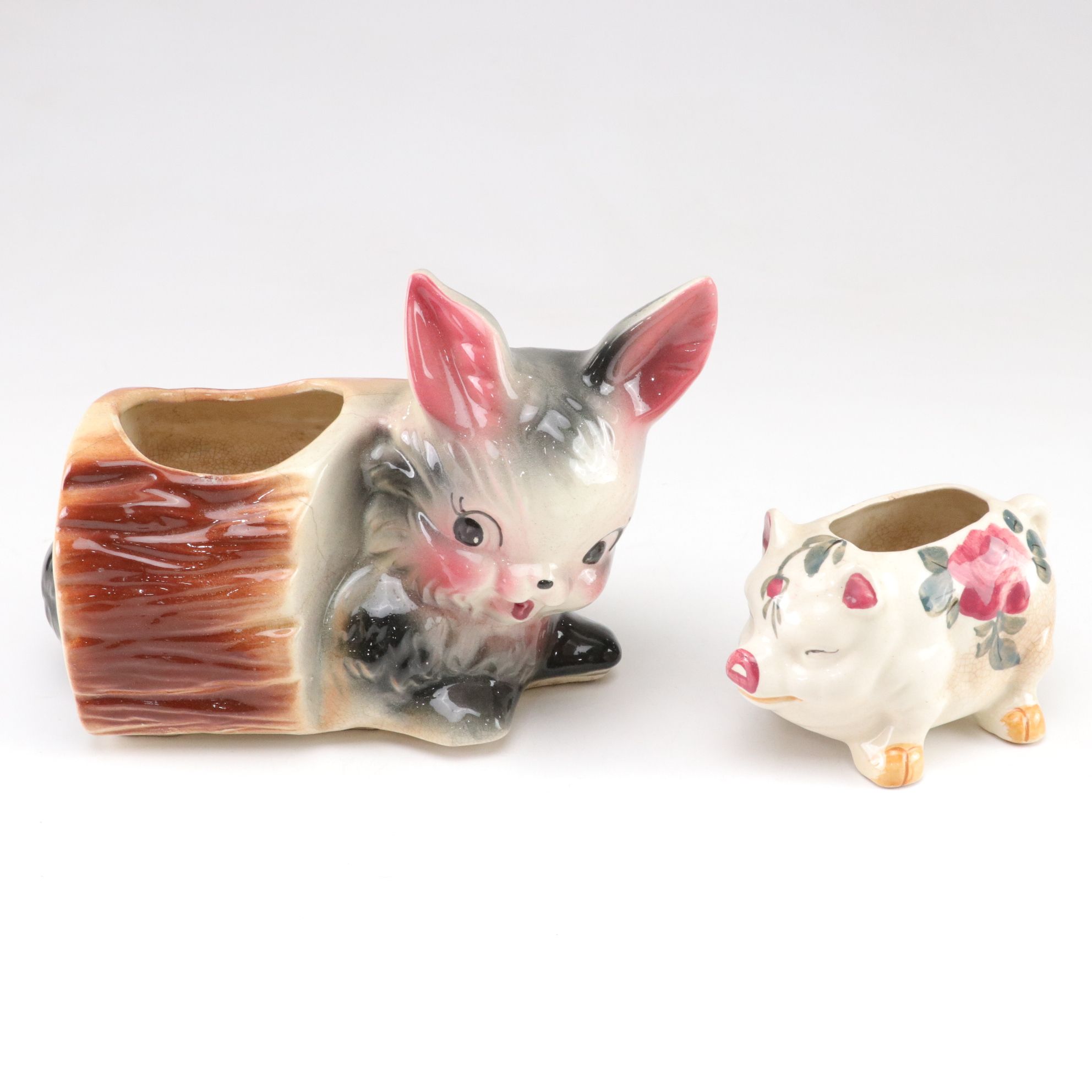 Shawnee & McCoy Pottery Porcelain Animal Planters, Mid-20th Century