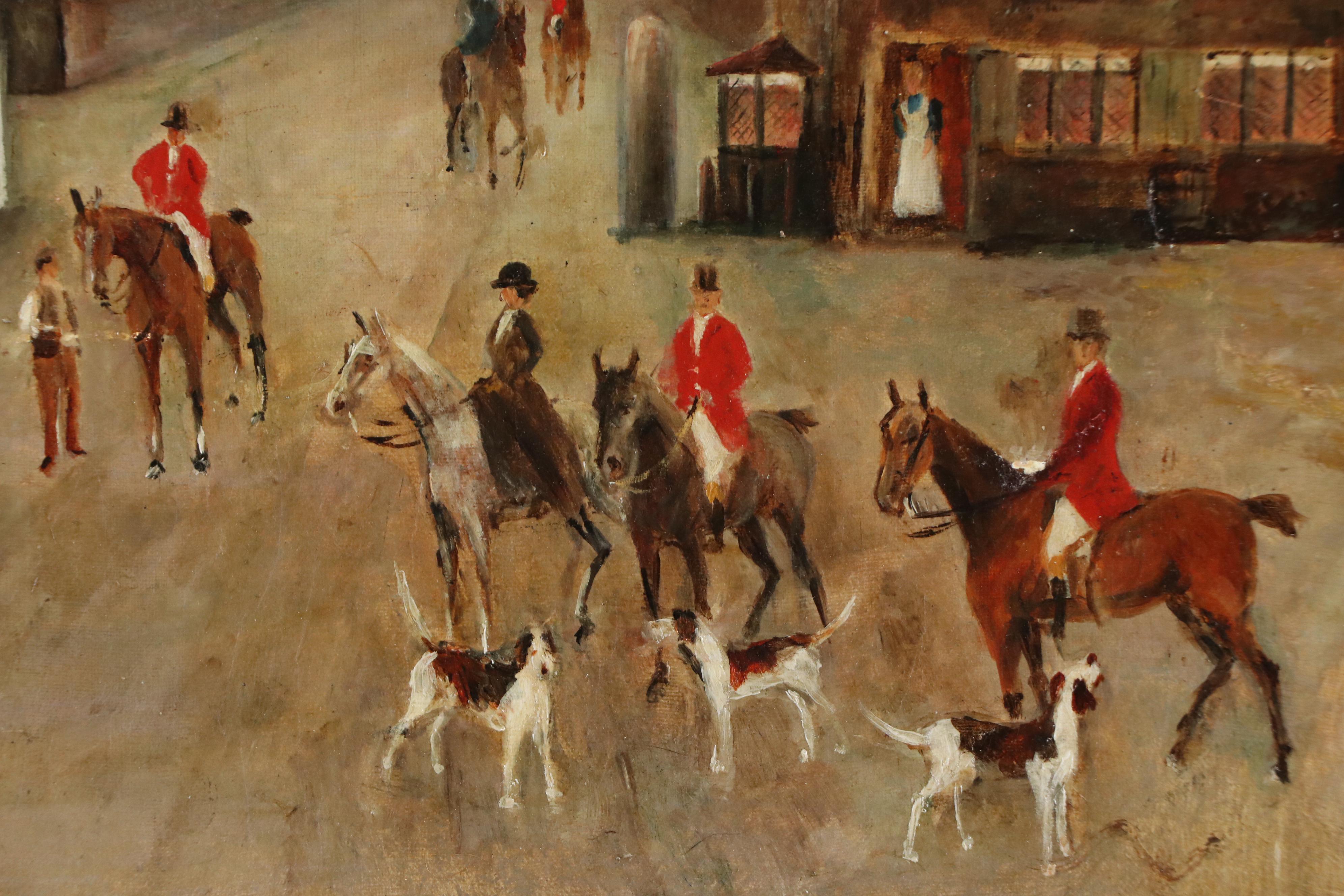 English School Hunting Genre Oil Painting, Late 19th or 20th Century