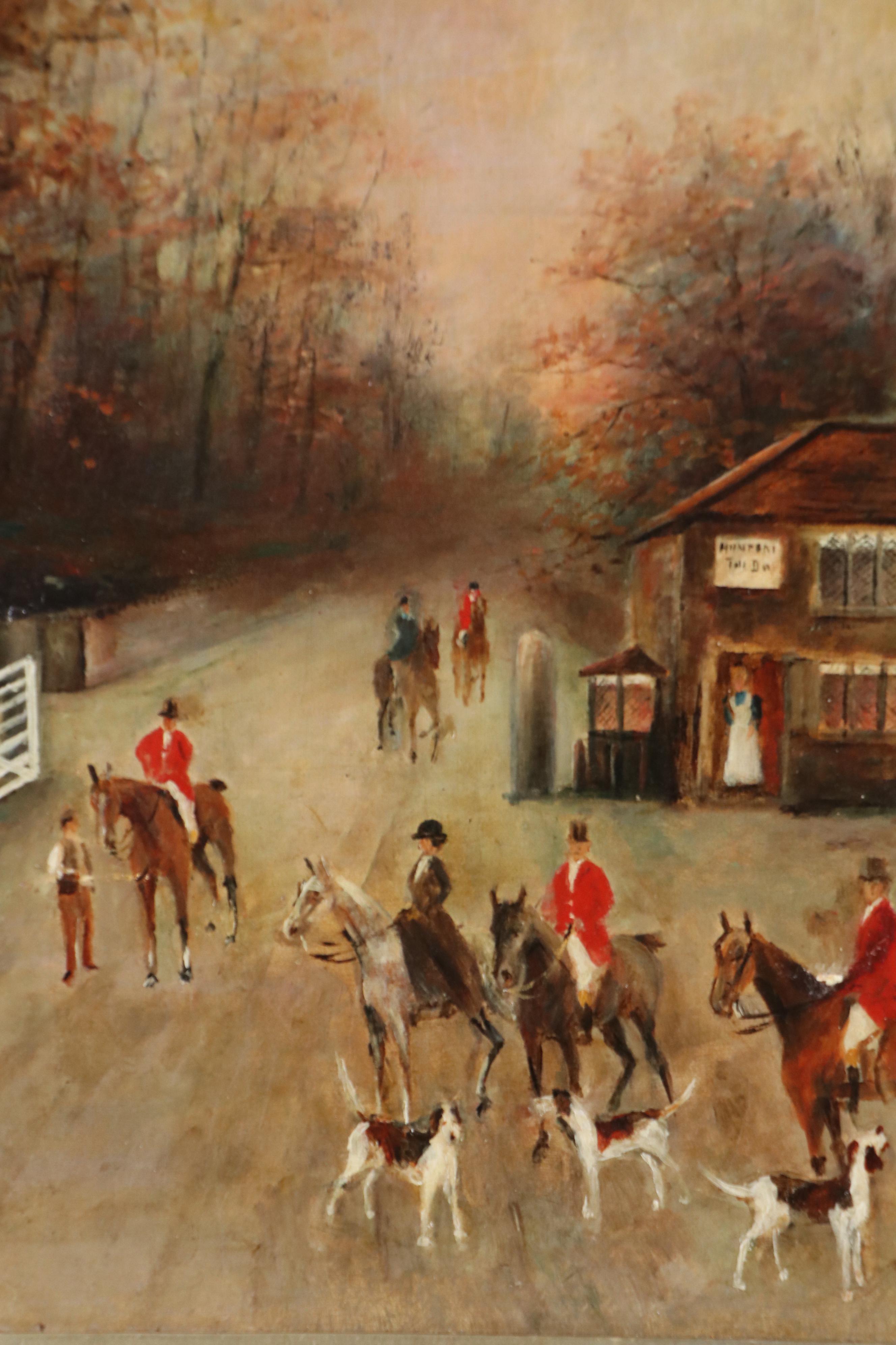 English School Hunting Genre Oil Painting, Late 19th or 20th Century