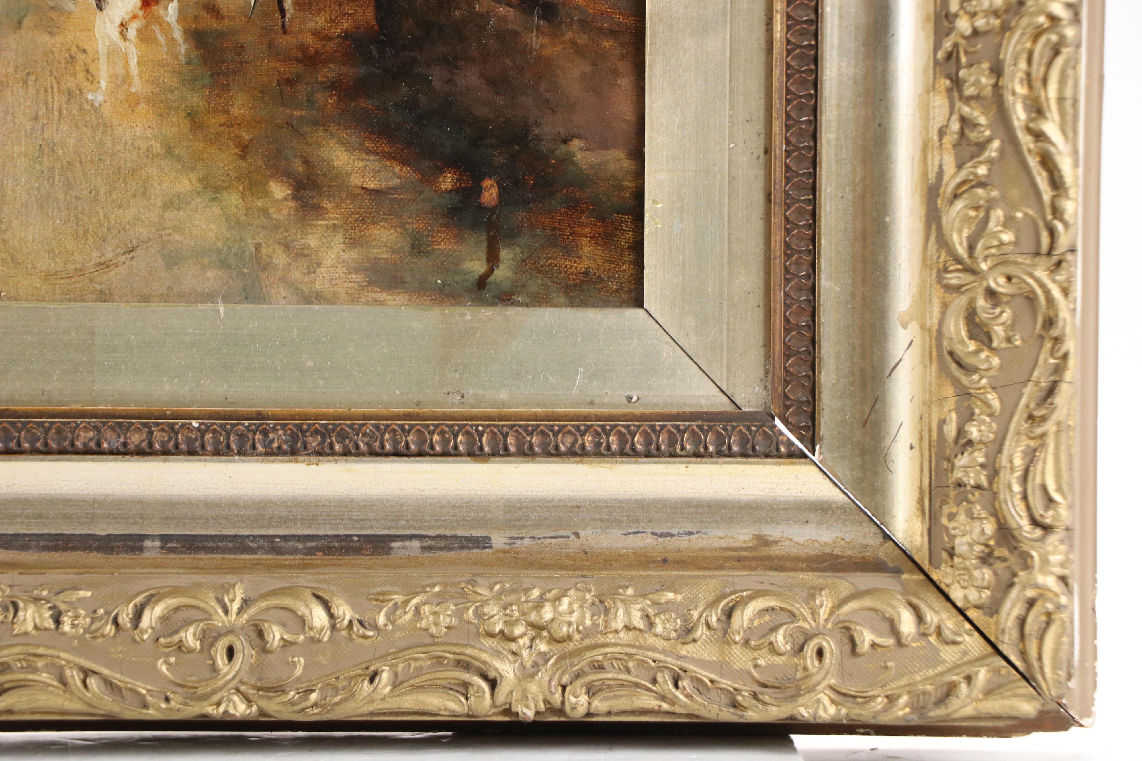 English School Hunting Genre Oil Painting, Late 19th or 20th Century