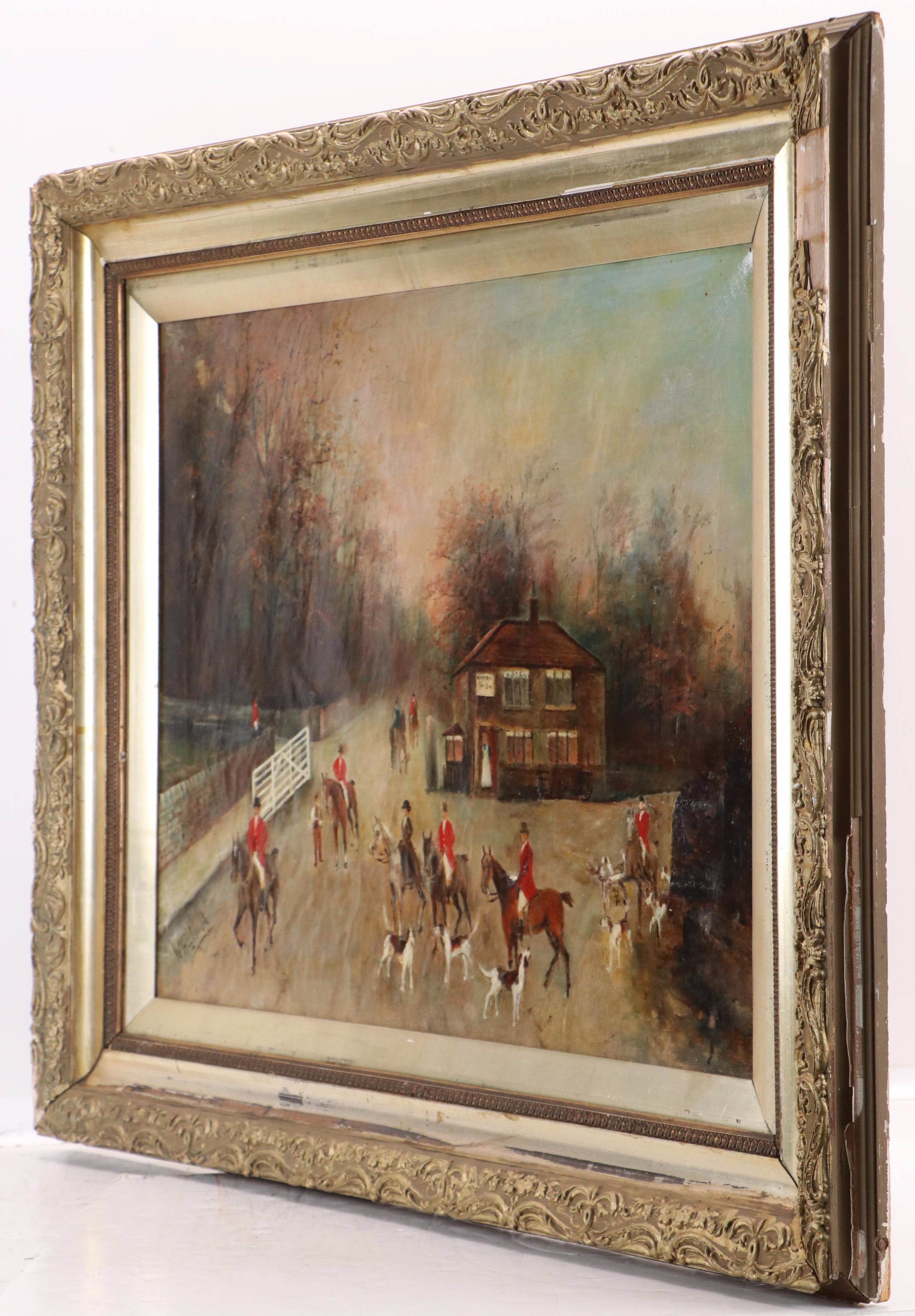 English School Hunting Genre Oil Painting, Late 19th or 20th Century