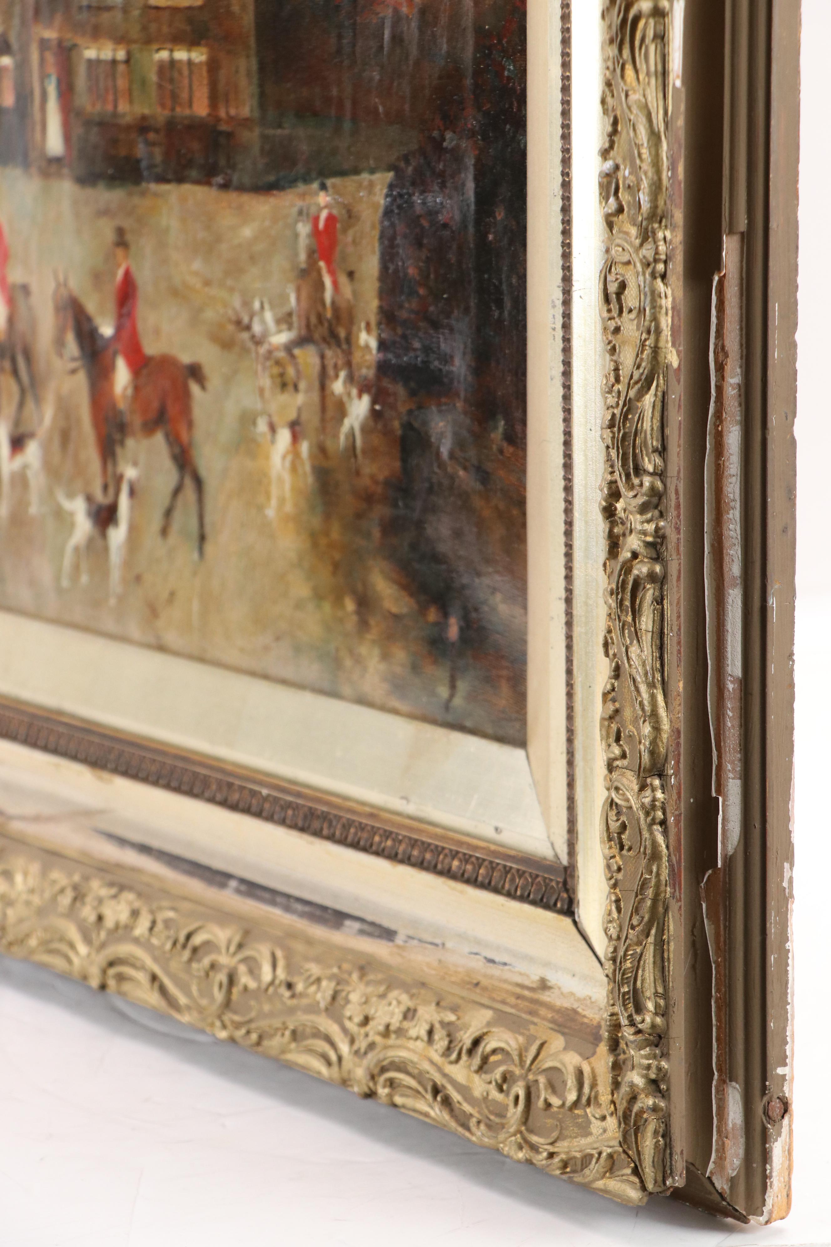 English School Hunting Genre Oil Painting, Late 19th or 20th Century