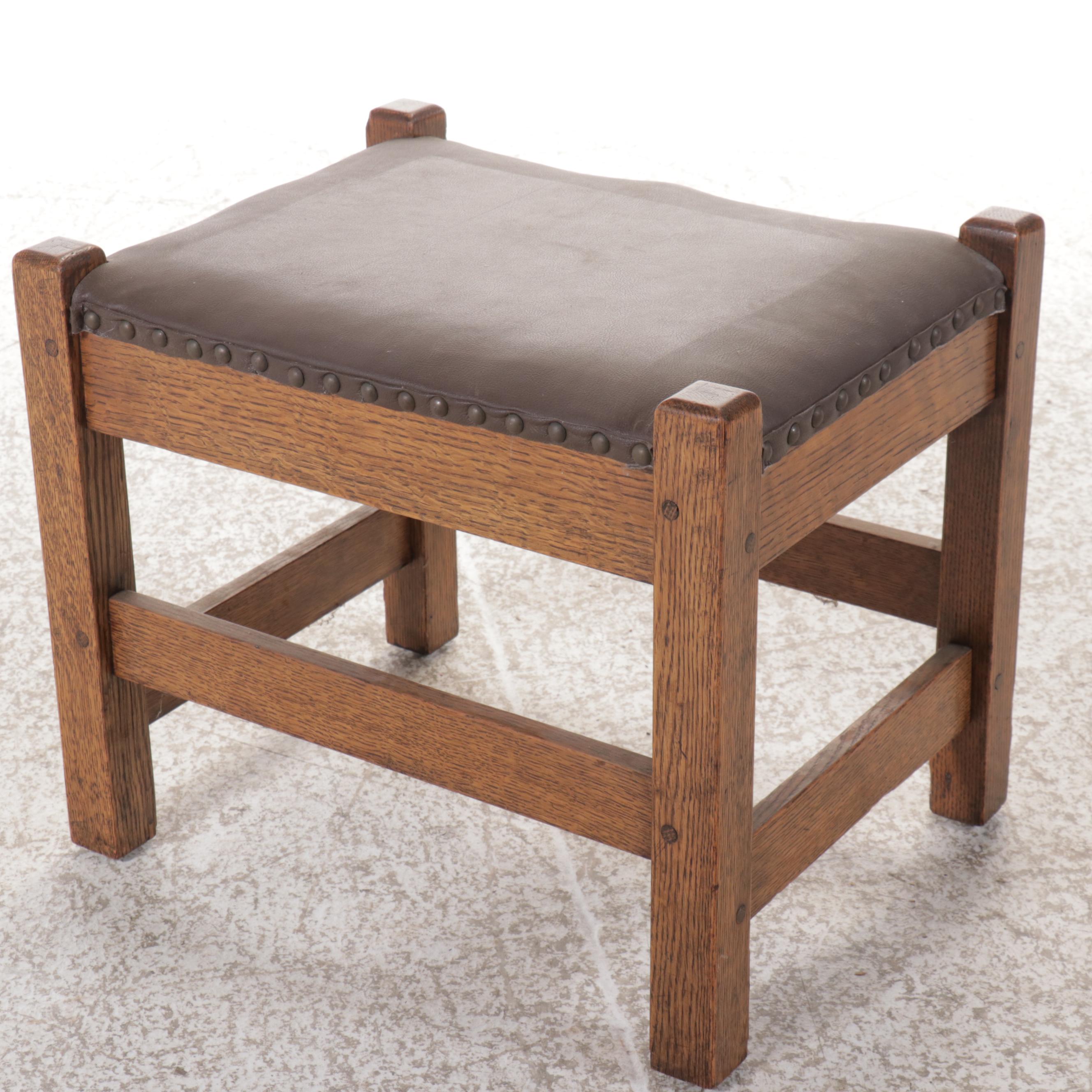 Arts & Crafts Style Oak Rocking Chair with Ottoman