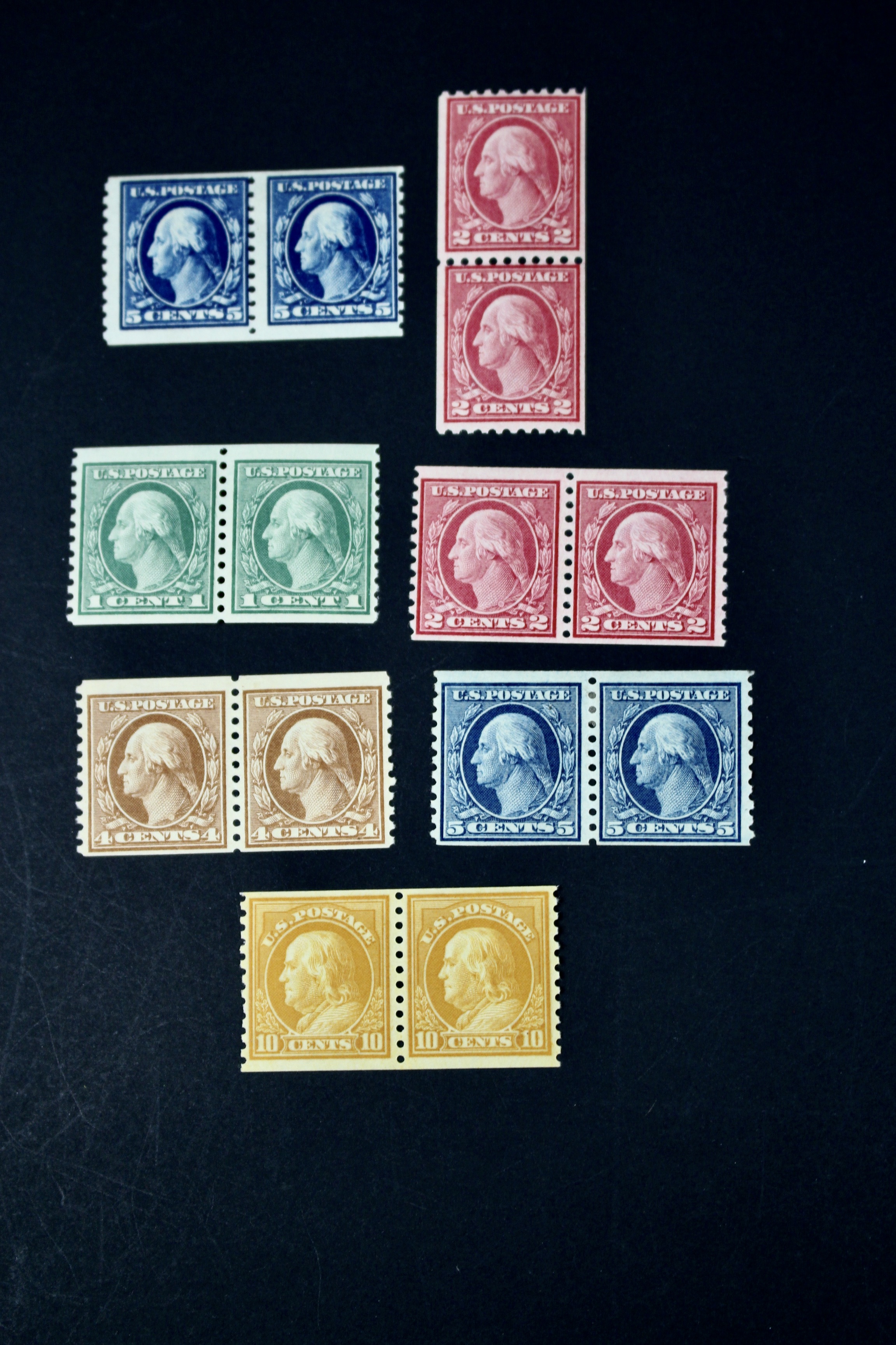 Fifteen Different Mint Condition U.S. Stamp Pairs, Scott 345 to 497