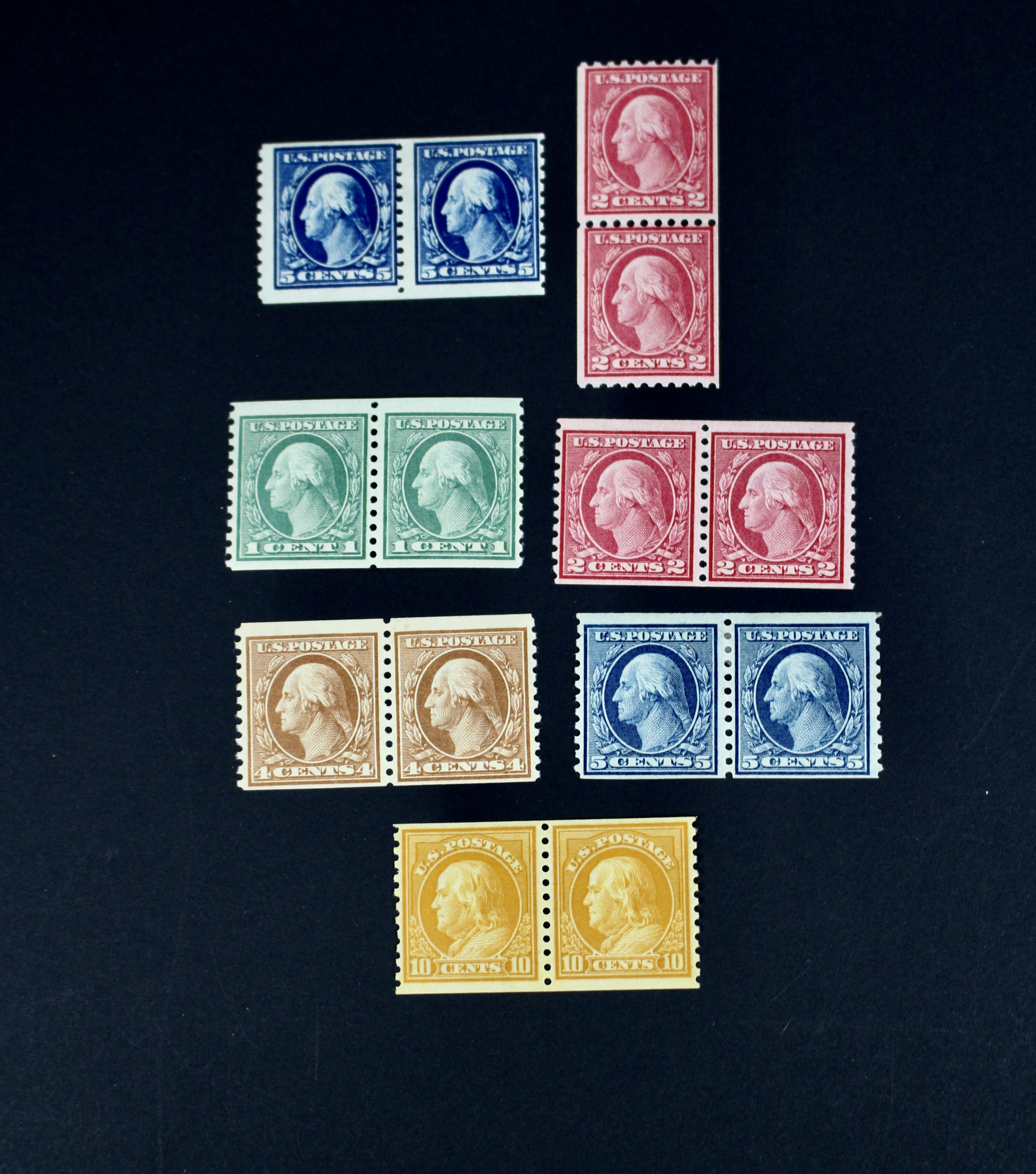 Fifteen Different Mint Condition U.S. Stamp Pairs, Scott 345 to 497