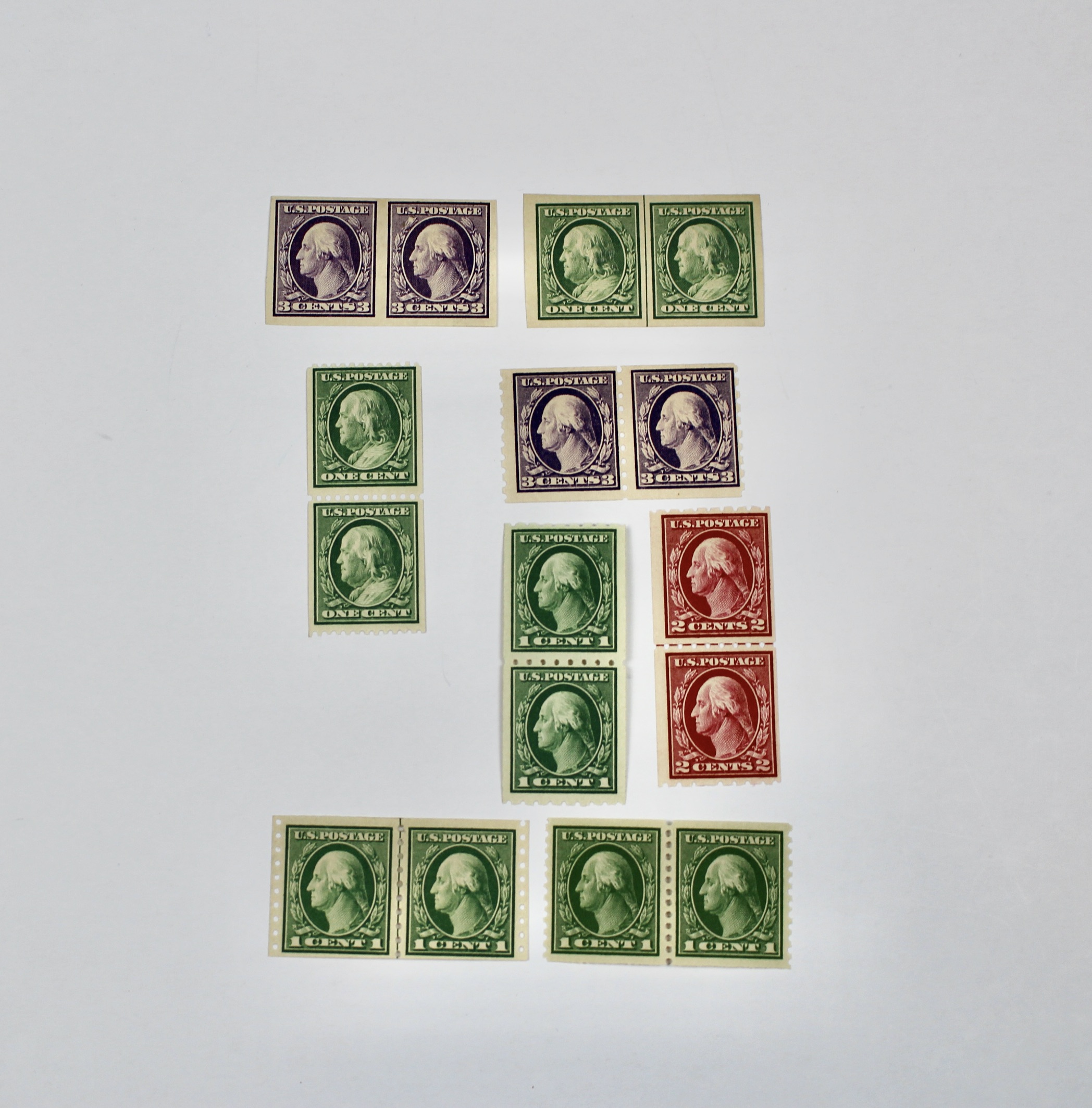 Fifteen Different Mint Condition U.S. Stamp Pairs, Scott 345 to 497