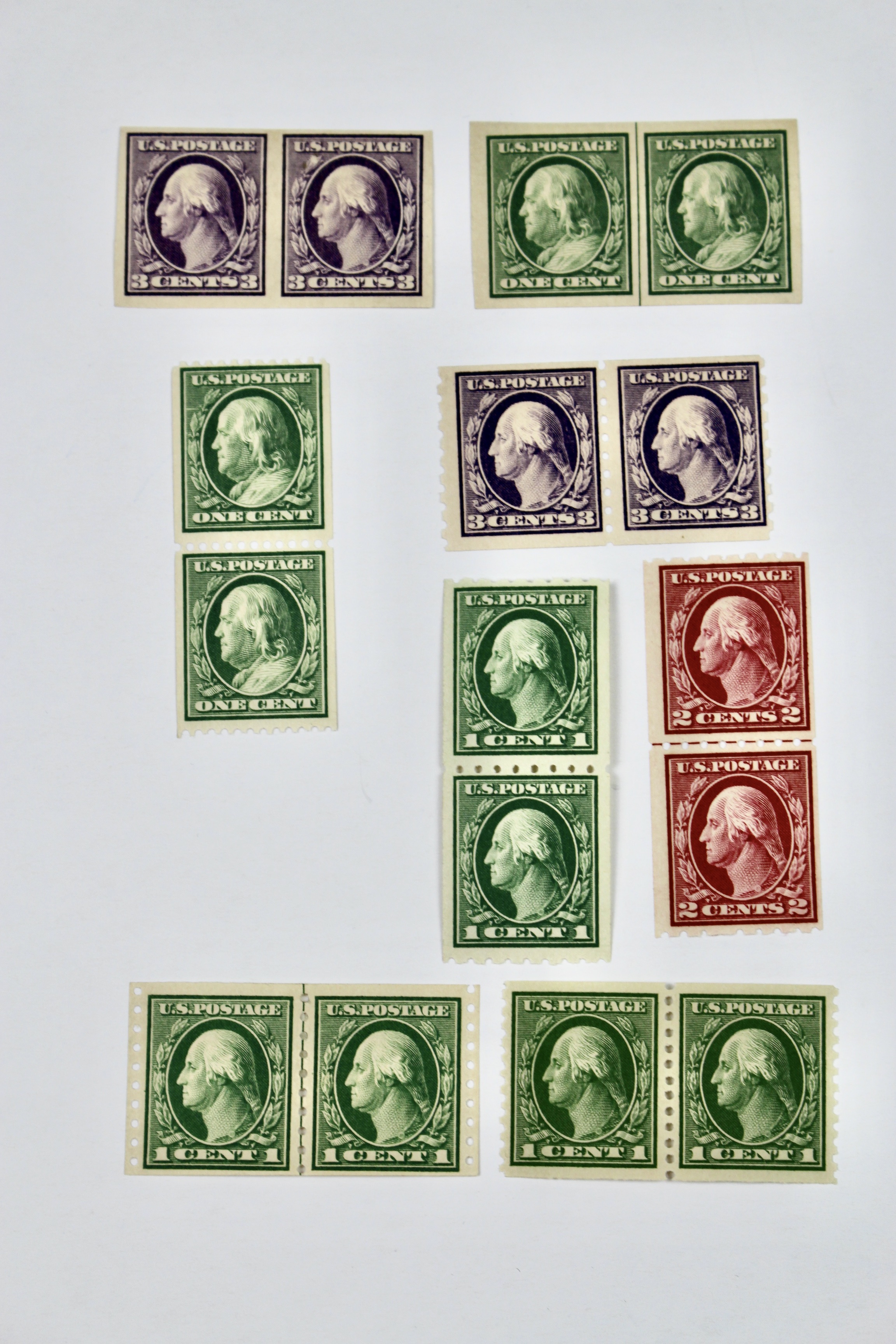 Fifteen Different Mint Condition U.S. Stamp Pairs, Scott 345 to 497