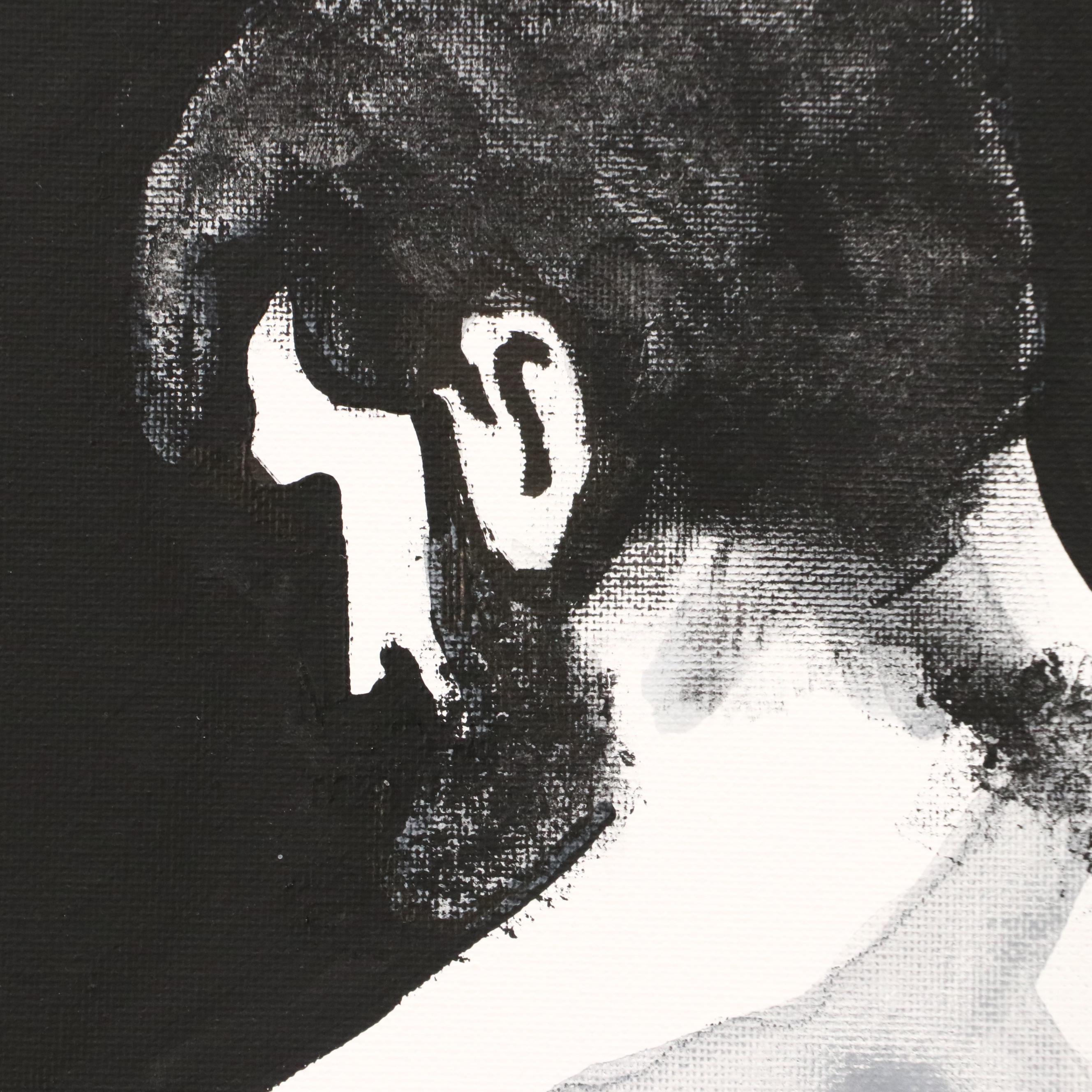 deSanto Stylized Male Nude Acrylic Portrait "Solace," 2025