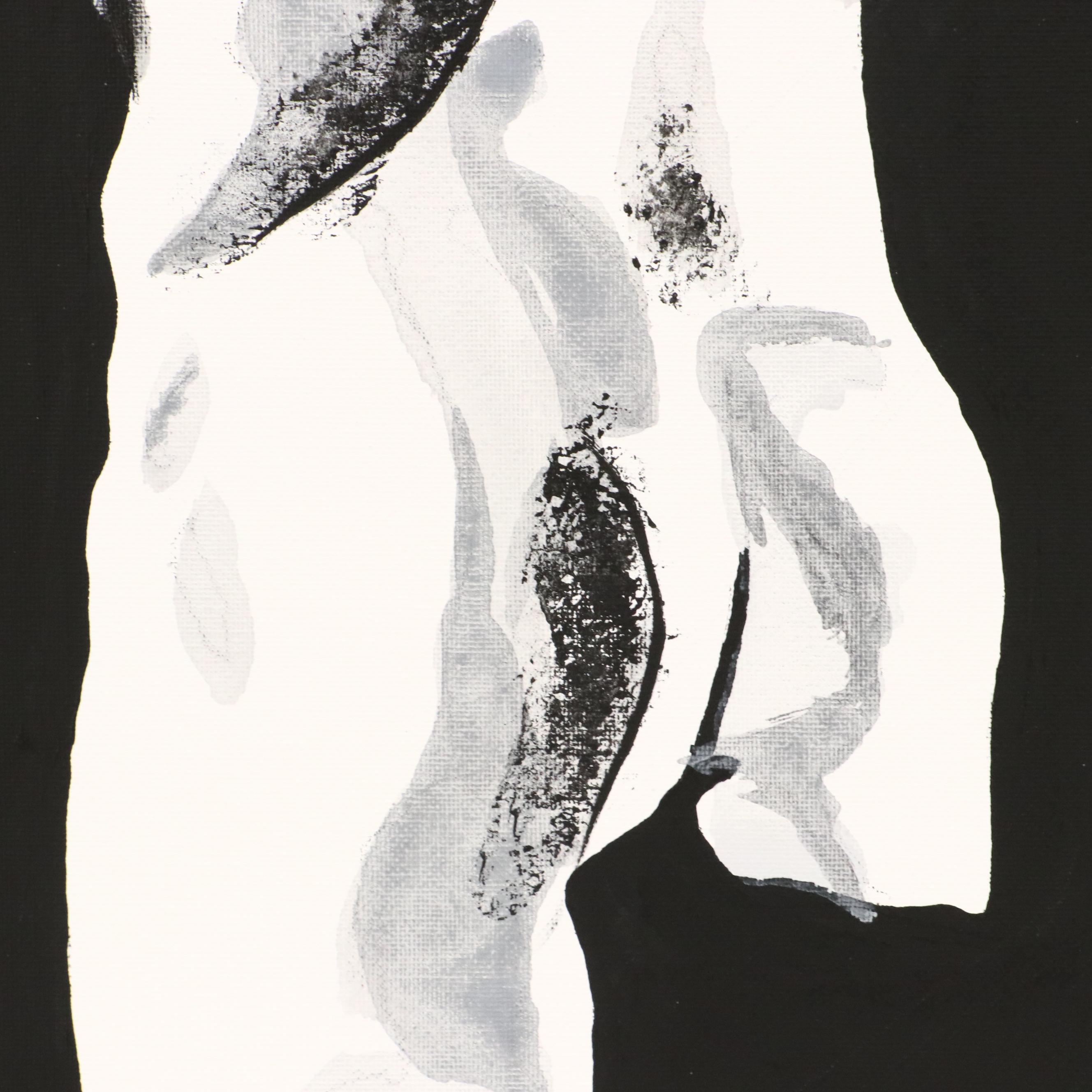 deSanto Stylized Male Nude Acrylic Portrait "Solace," 2025