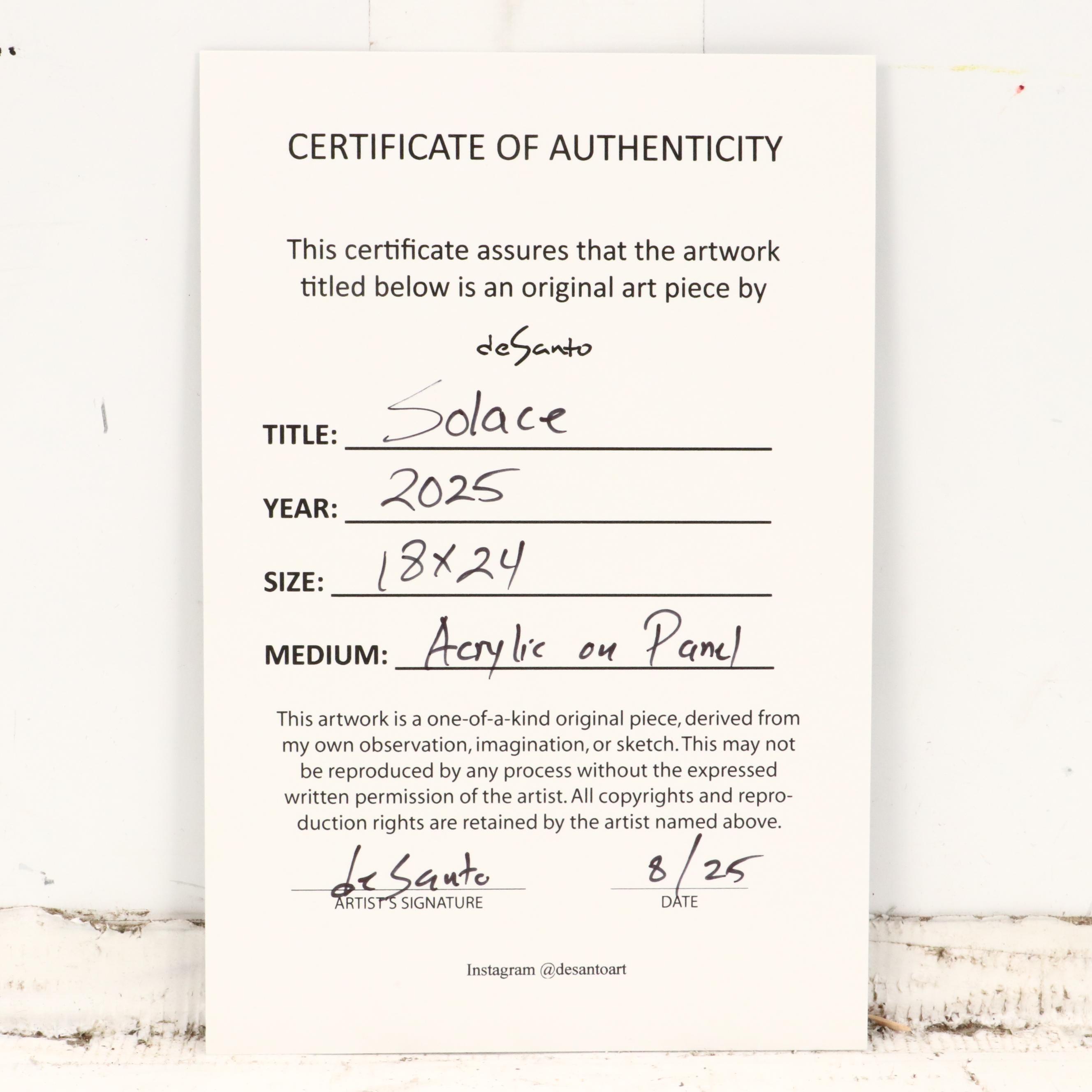 deSanto Stylized Male Nude Acrylic Portrait "Solace," 2025