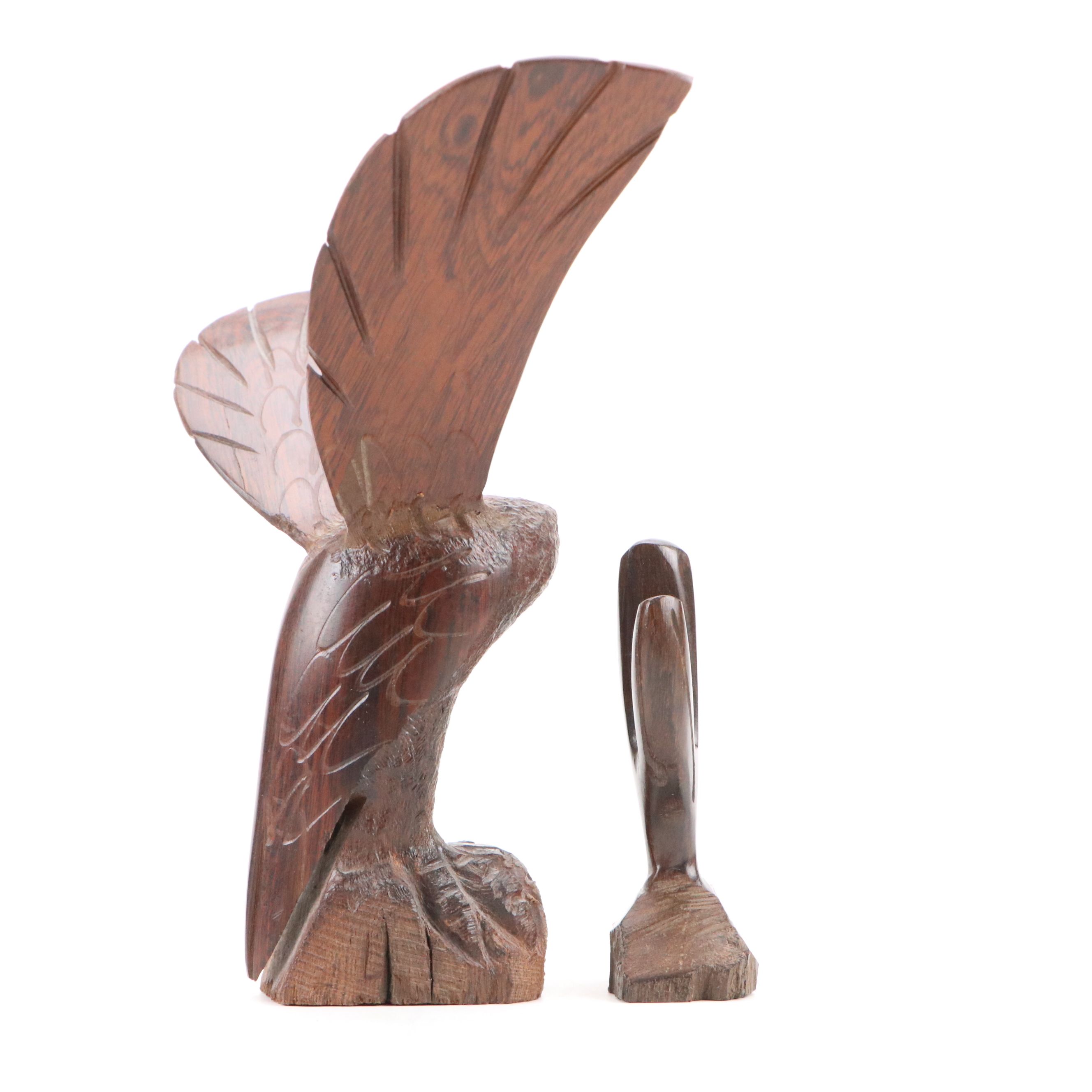 Carved Ironwood Desert Birds with Cactus Figurine