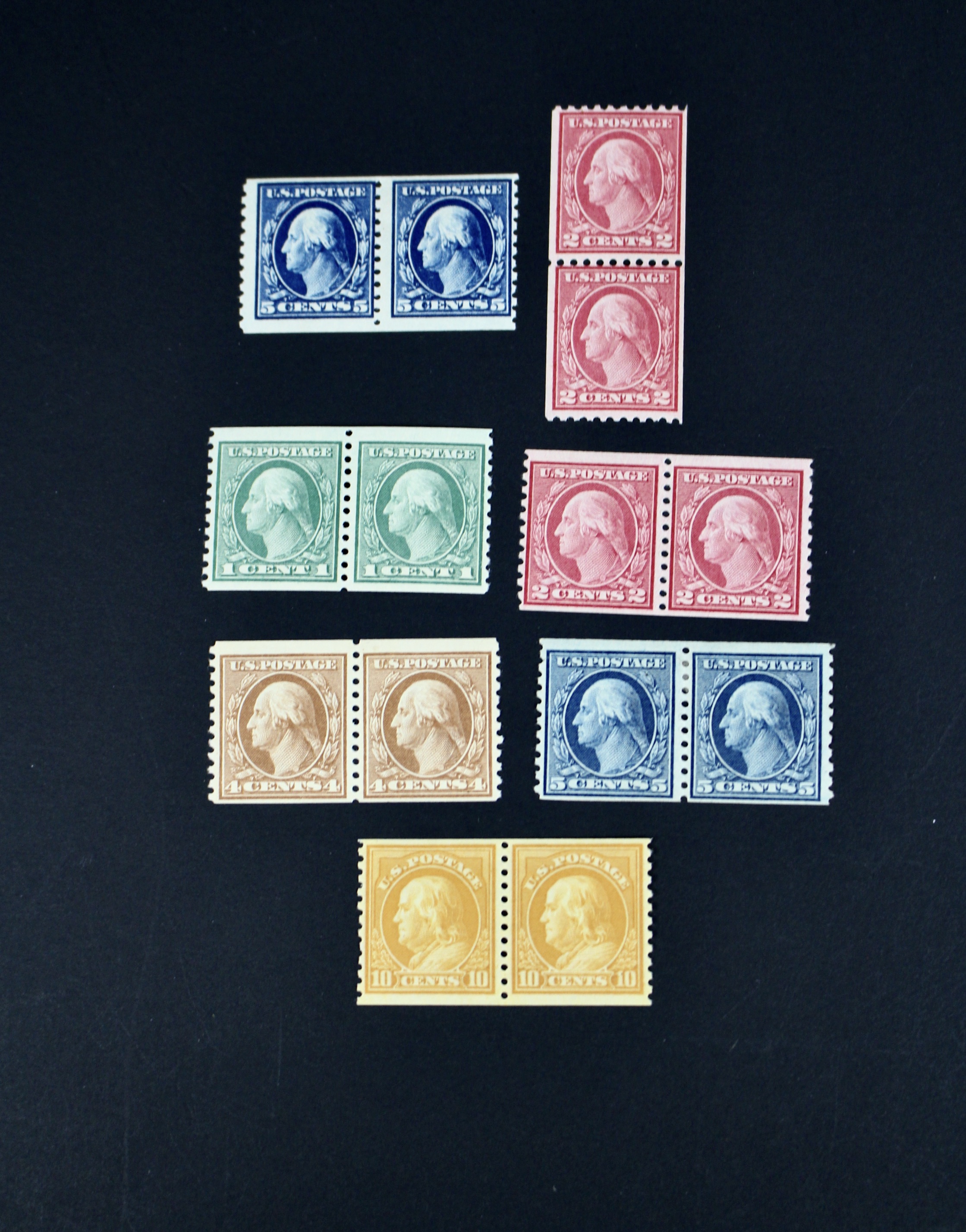 Fifteen Different Mint Condition U.S. Stamp Pairs, Scott 345 to 497