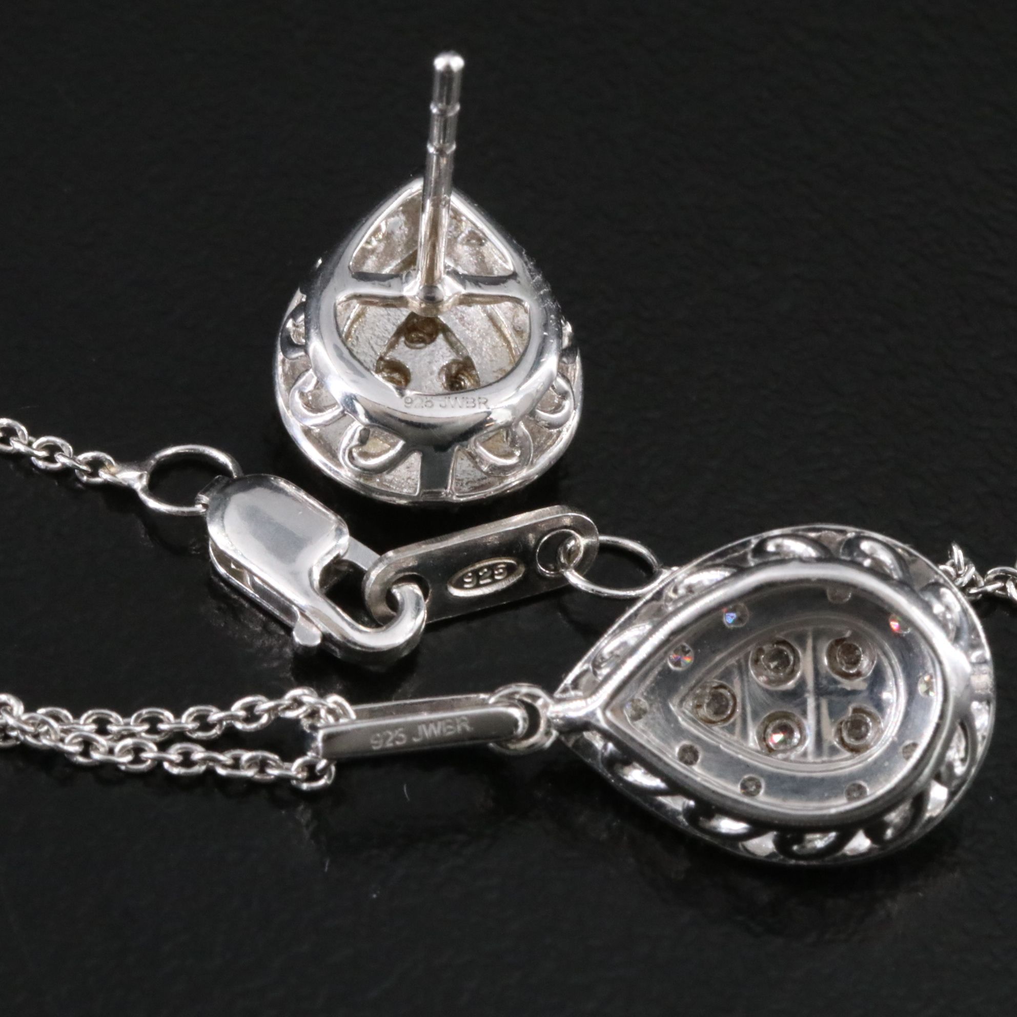 Sterling Diamond Necklace and Earrings