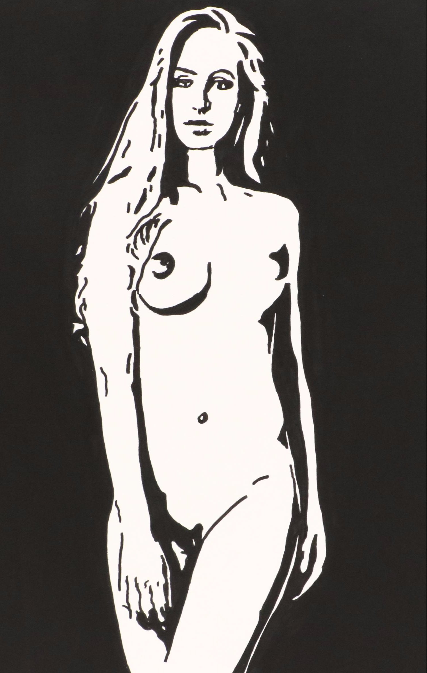 deSanto Stylized Female Nude Acrylic Portrait, 2025