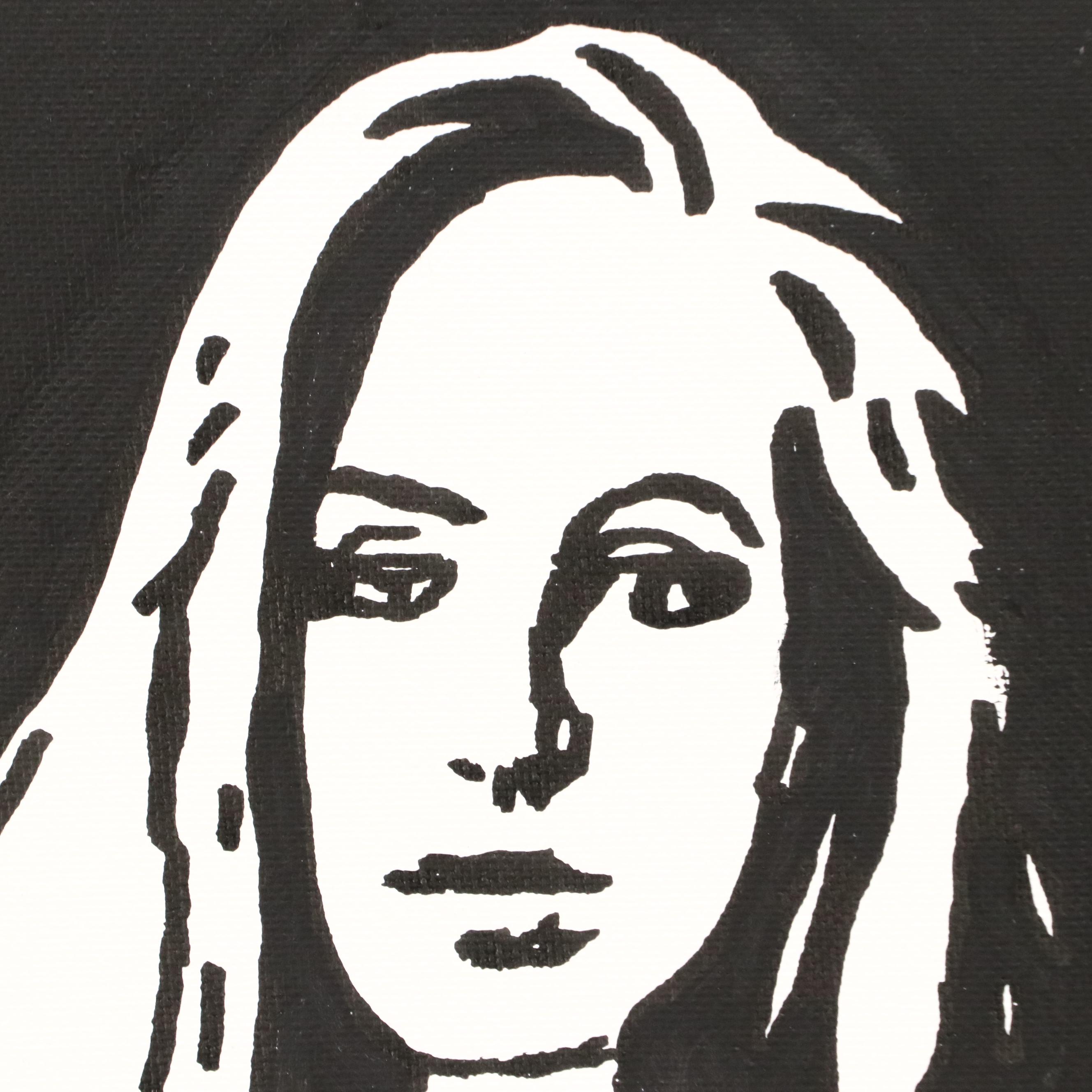 deSanto Stylized Female Nude Acrylic Portrait, 2025