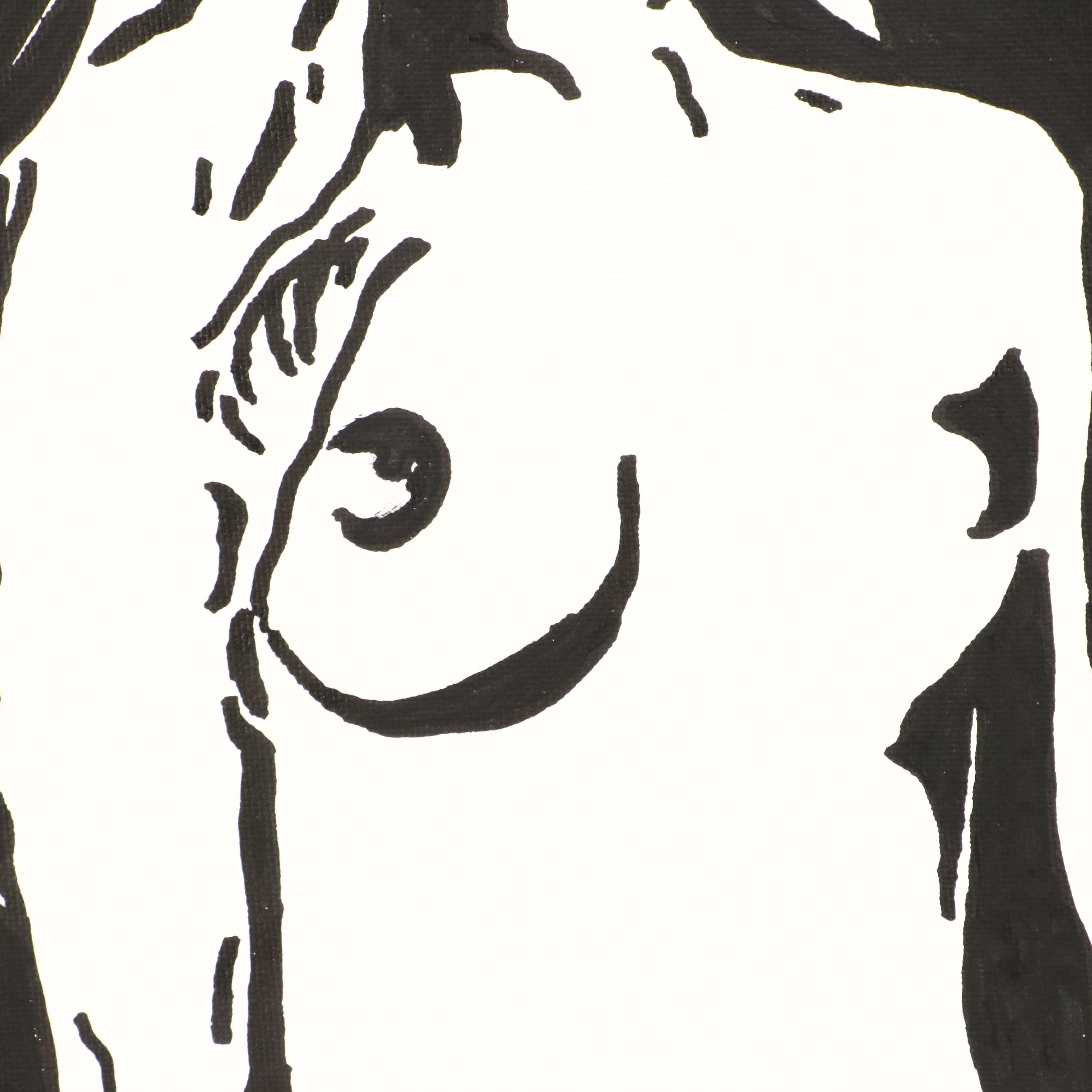 deSanto Stylized Female Nude Acrylic Portrait, 2025