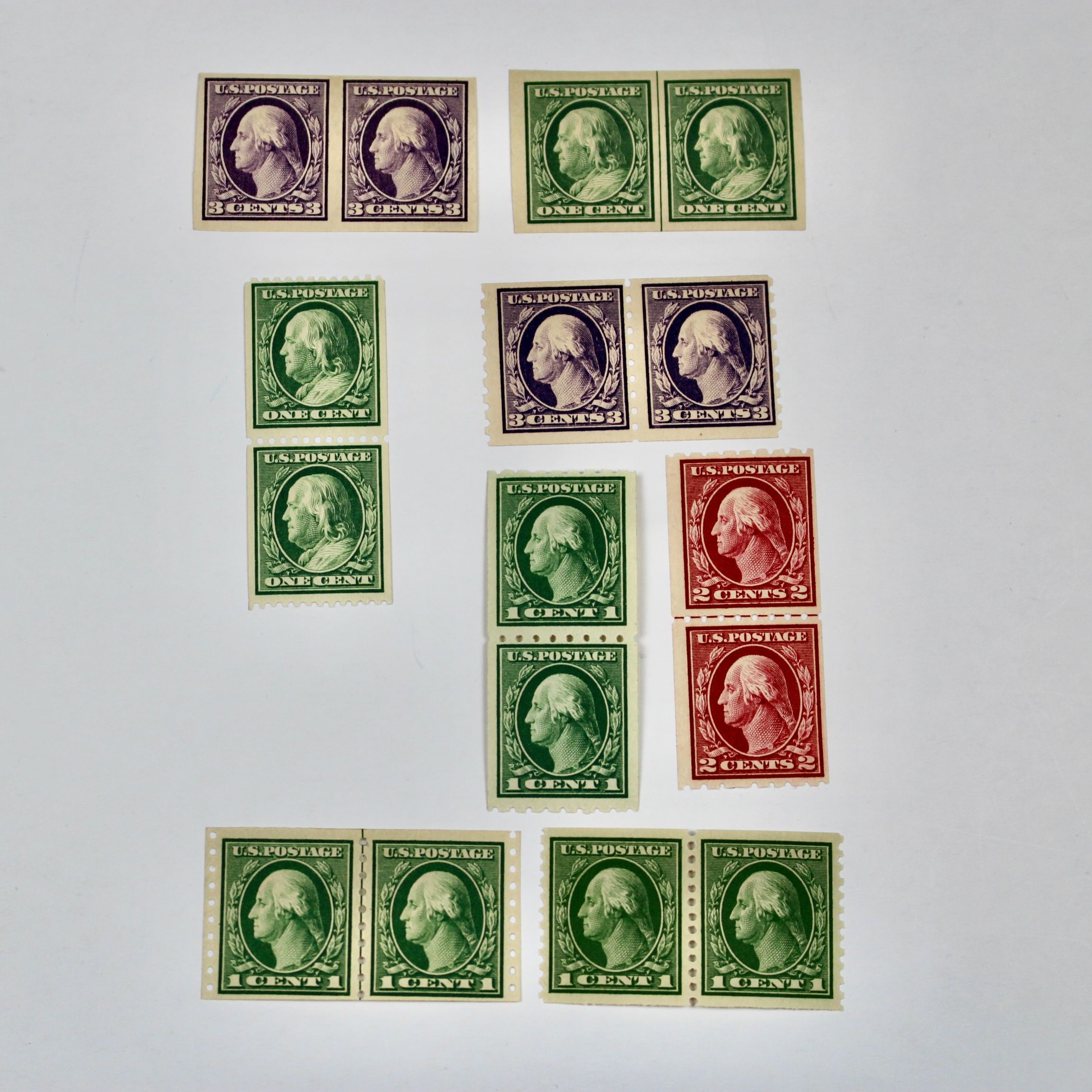 Fifteen Different Mint Condition U.S. Stamp Pairs, Scott 345 to 497