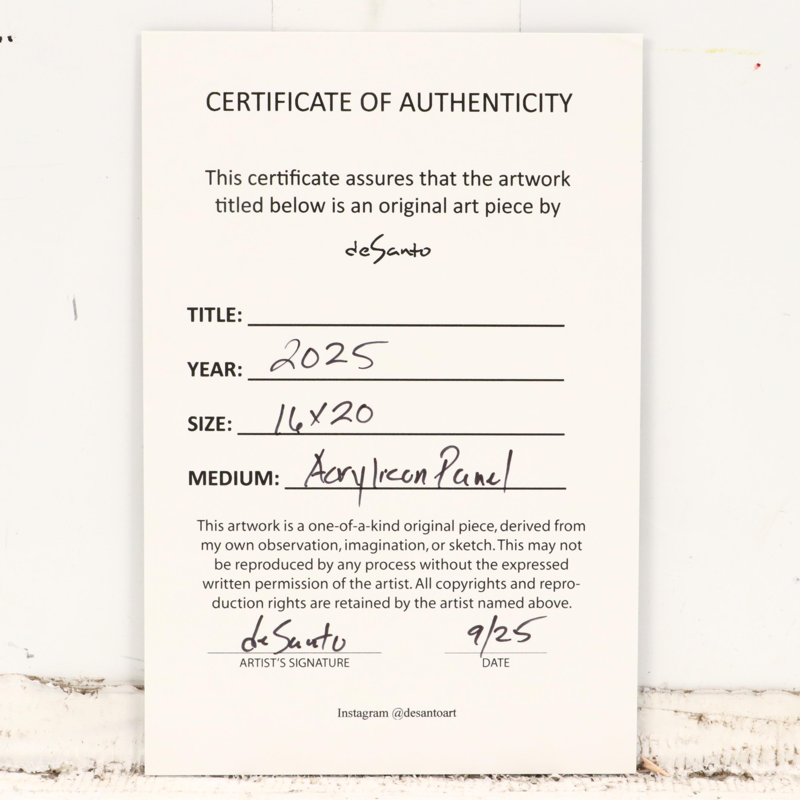 deSanto Stylized Female Nude Acrylic Portrait, 2025