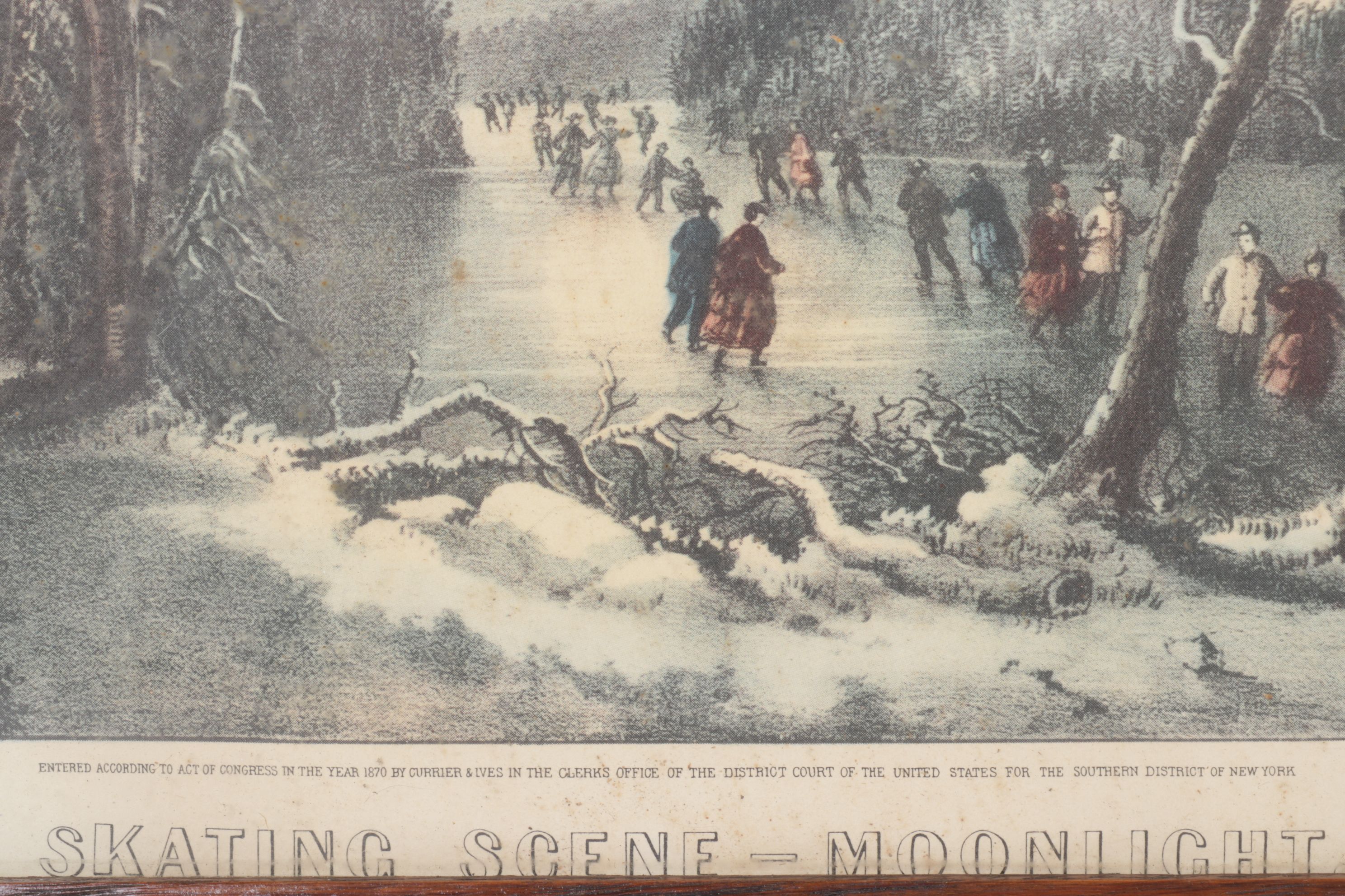 Offset Lithographs After Currier & Ives "Skating Scene - Moonlight" and Others