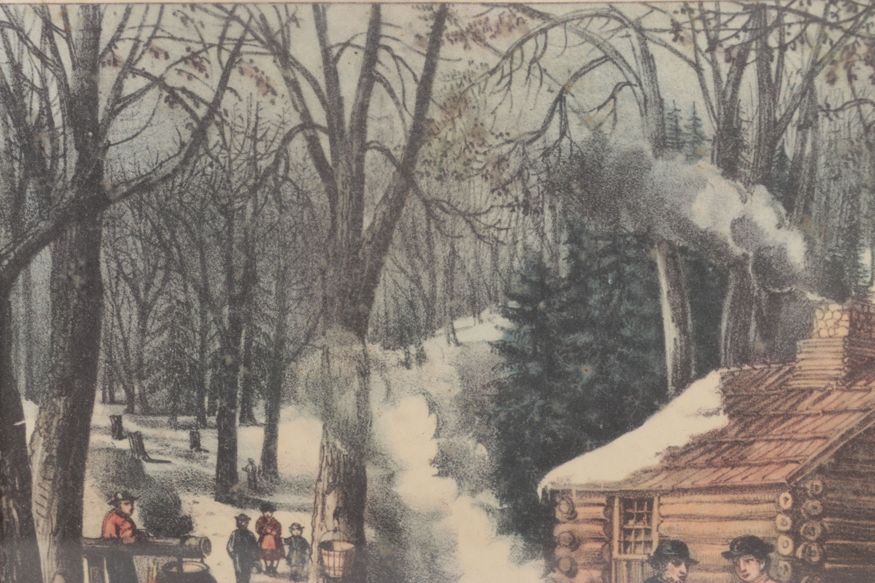 Offset Lithographs After Currier & Ives "Skating Scene - Moonlight" and Others