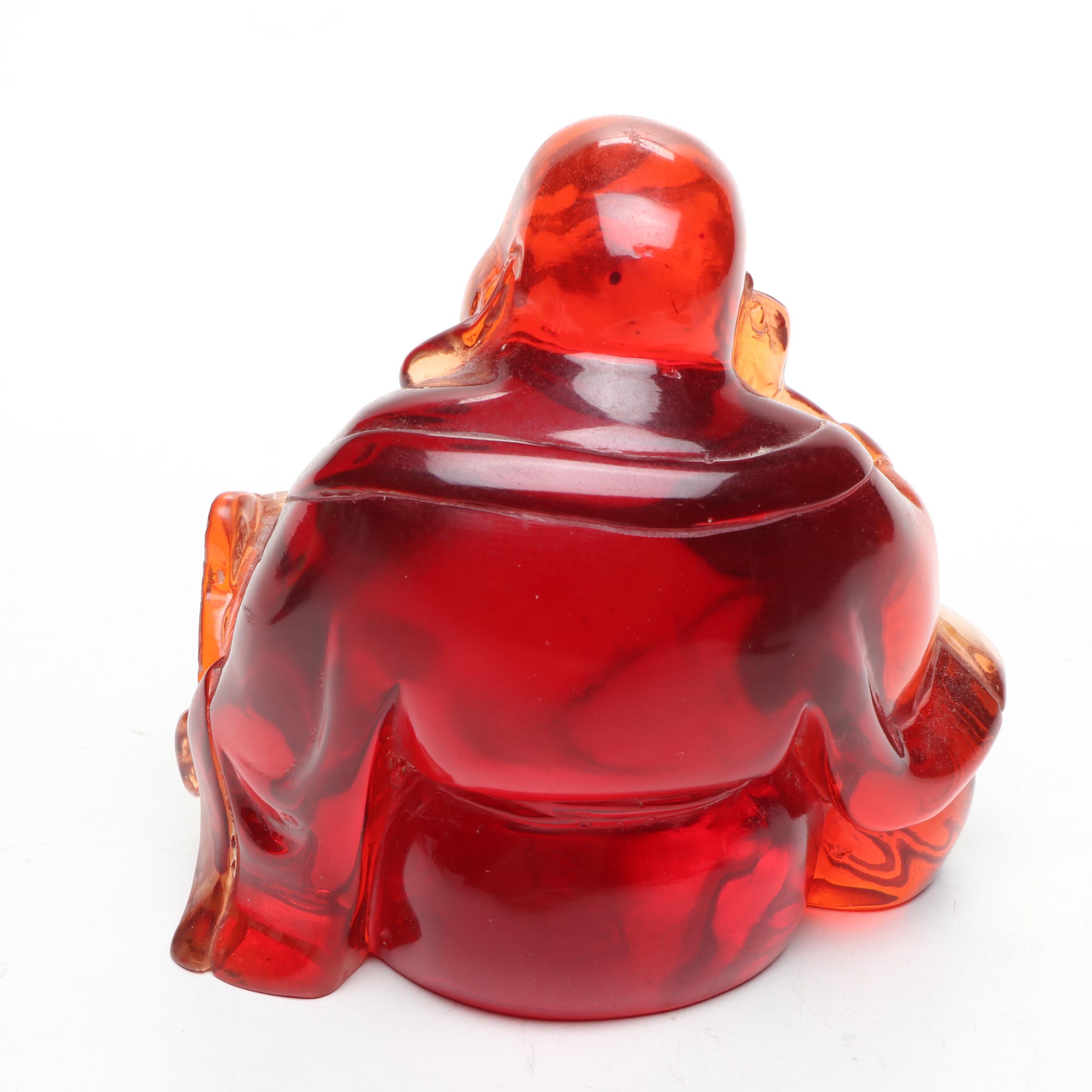 Carved Wood and Resin Budai Figurines