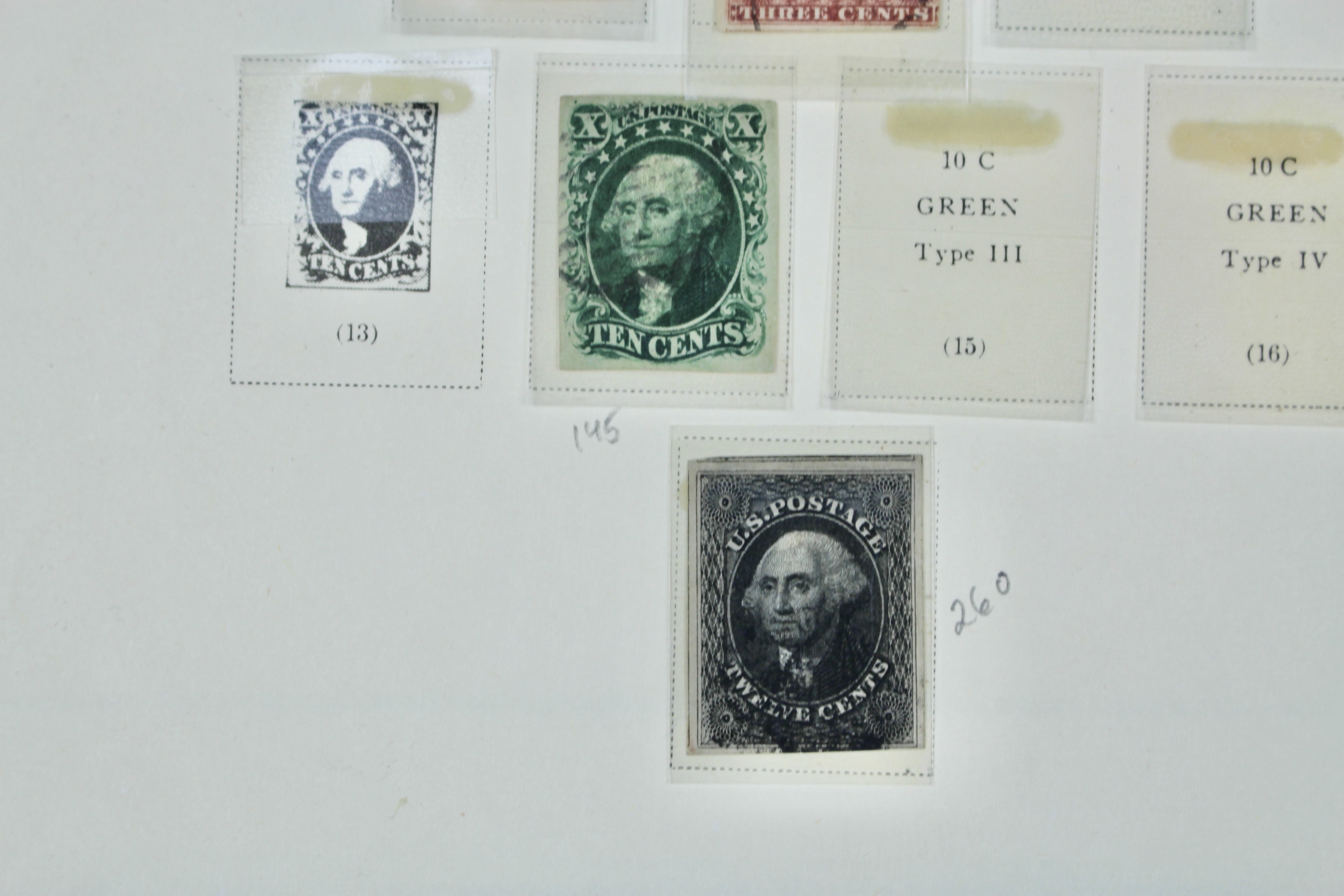 Fifteen Different Early Used U.S. Postage Stamps, 1851 to 1866