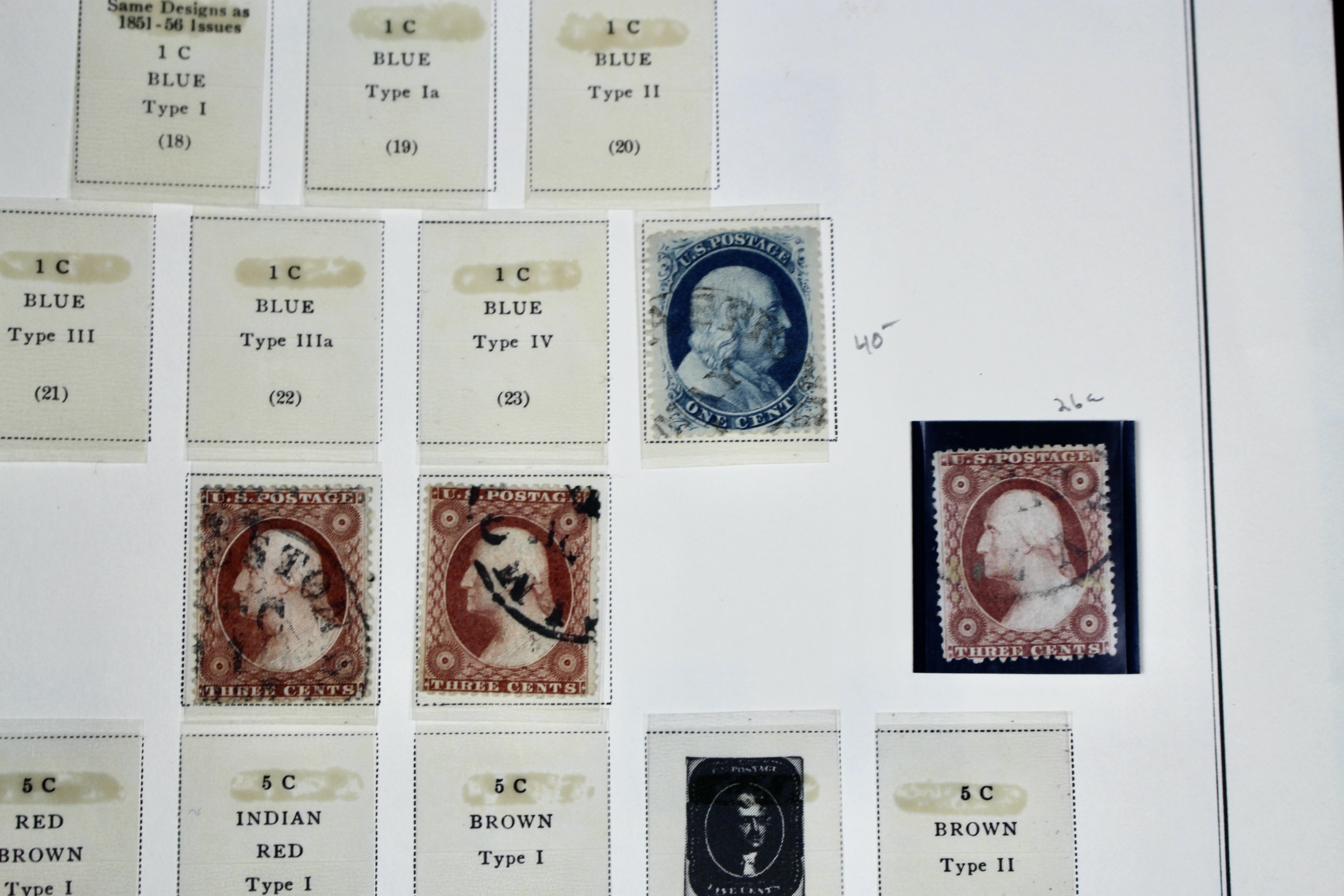 Fifteen Different Early Used U.S. Postage Stamps, 1851 to 1866