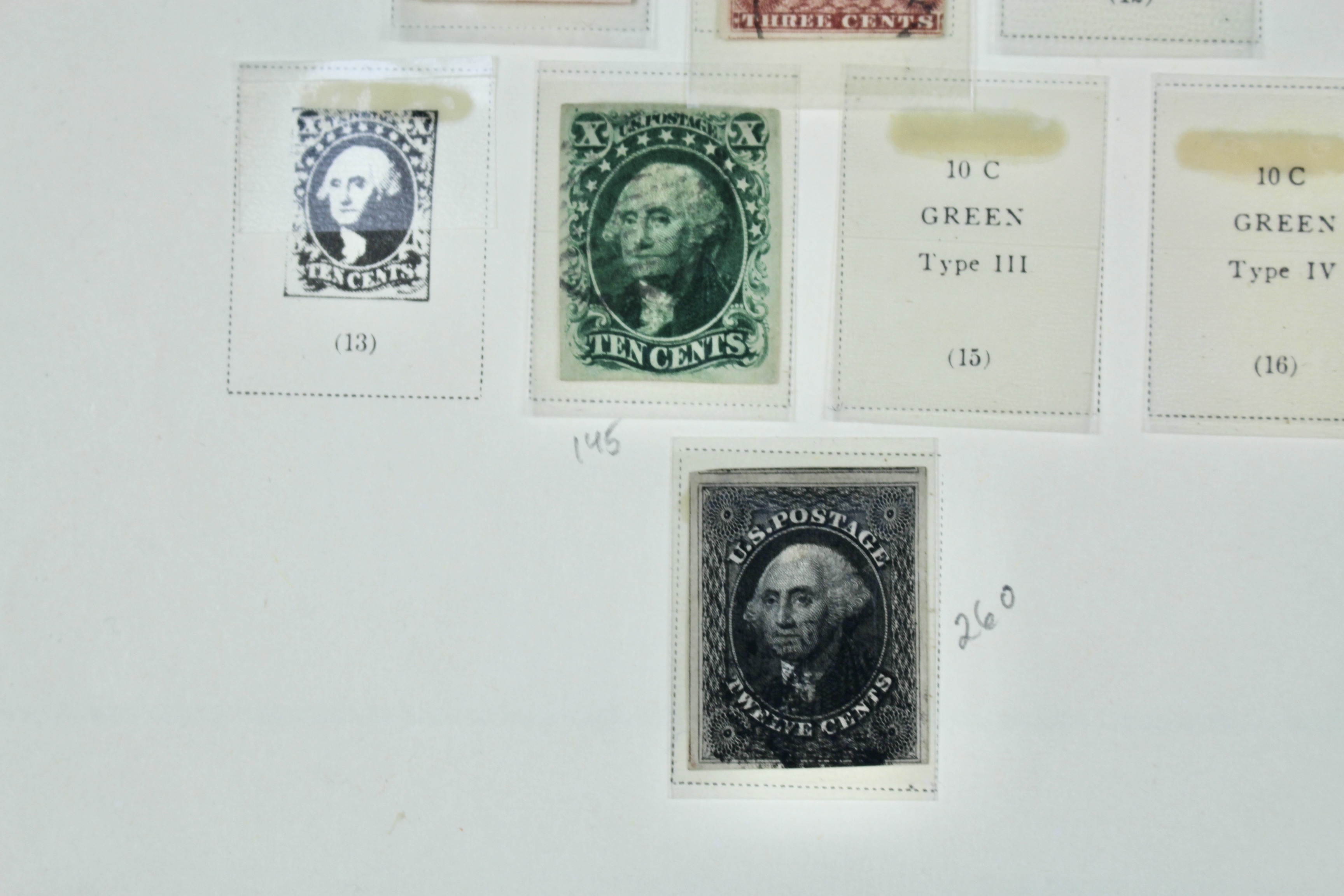 Fifteen Different Early Used U.S. Postage Stamps, 1851 to 1866