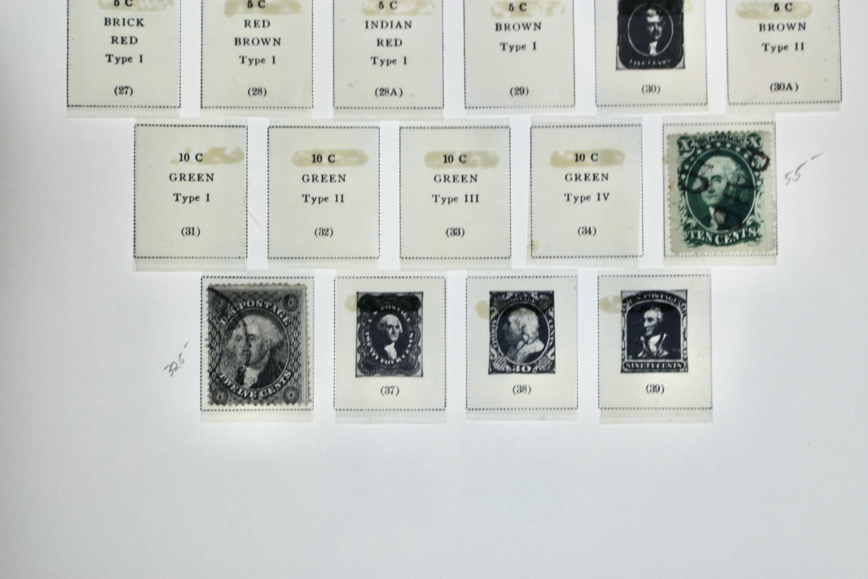 Fifteen Different Early Used U.S. Postage Stamps, 1851 to 1866